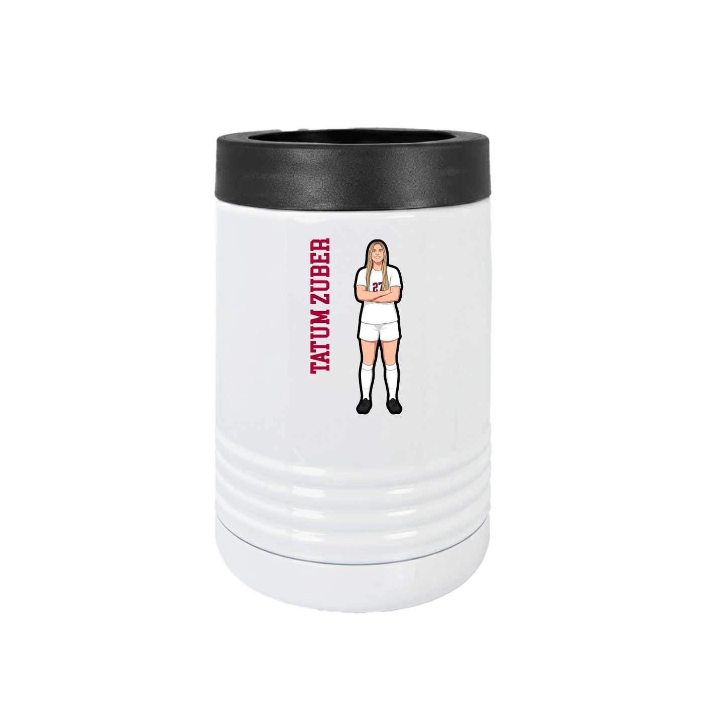 Beverage Holder — Name Vertical in White