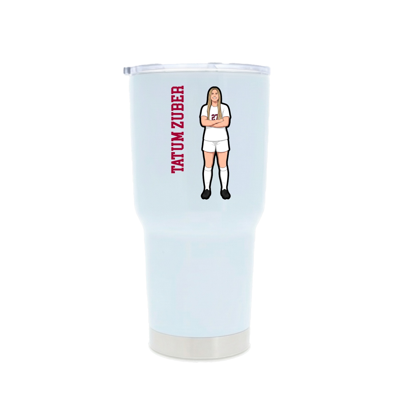30oz Stainless Steel Tumbler — Name Vertical in White