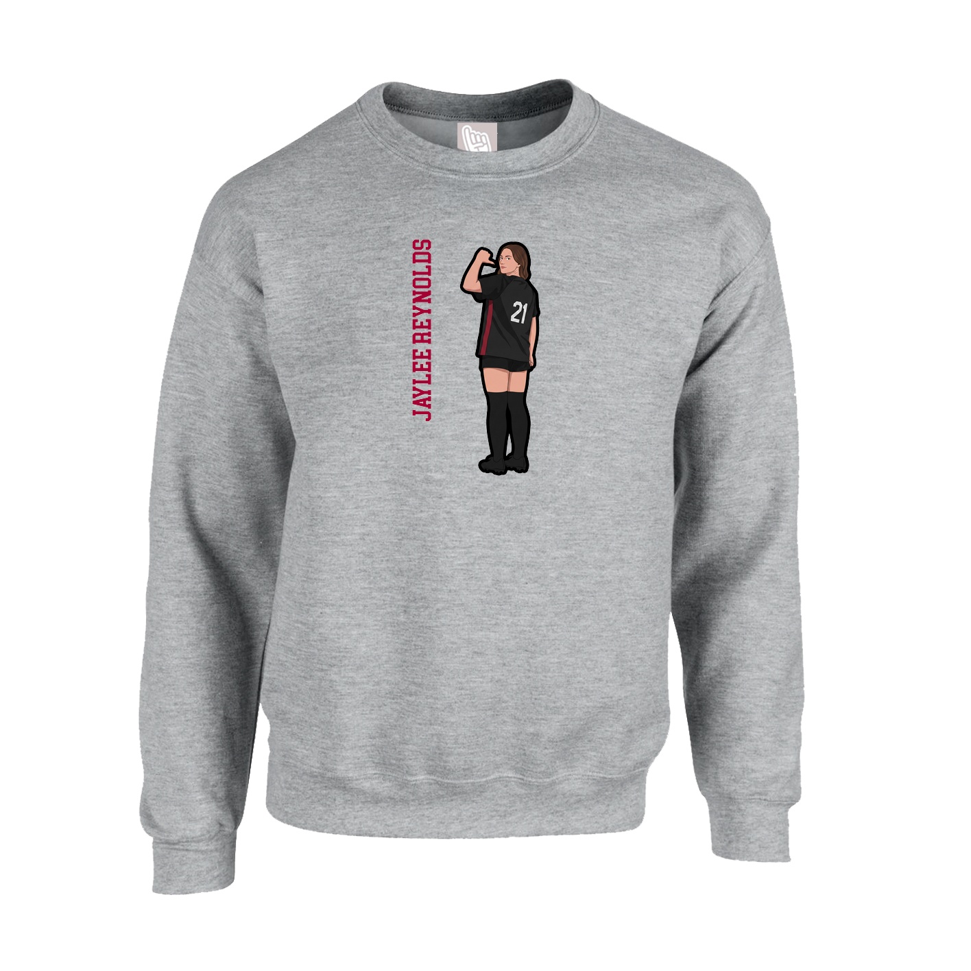Fleece Crew — Name Vertical in Grey
