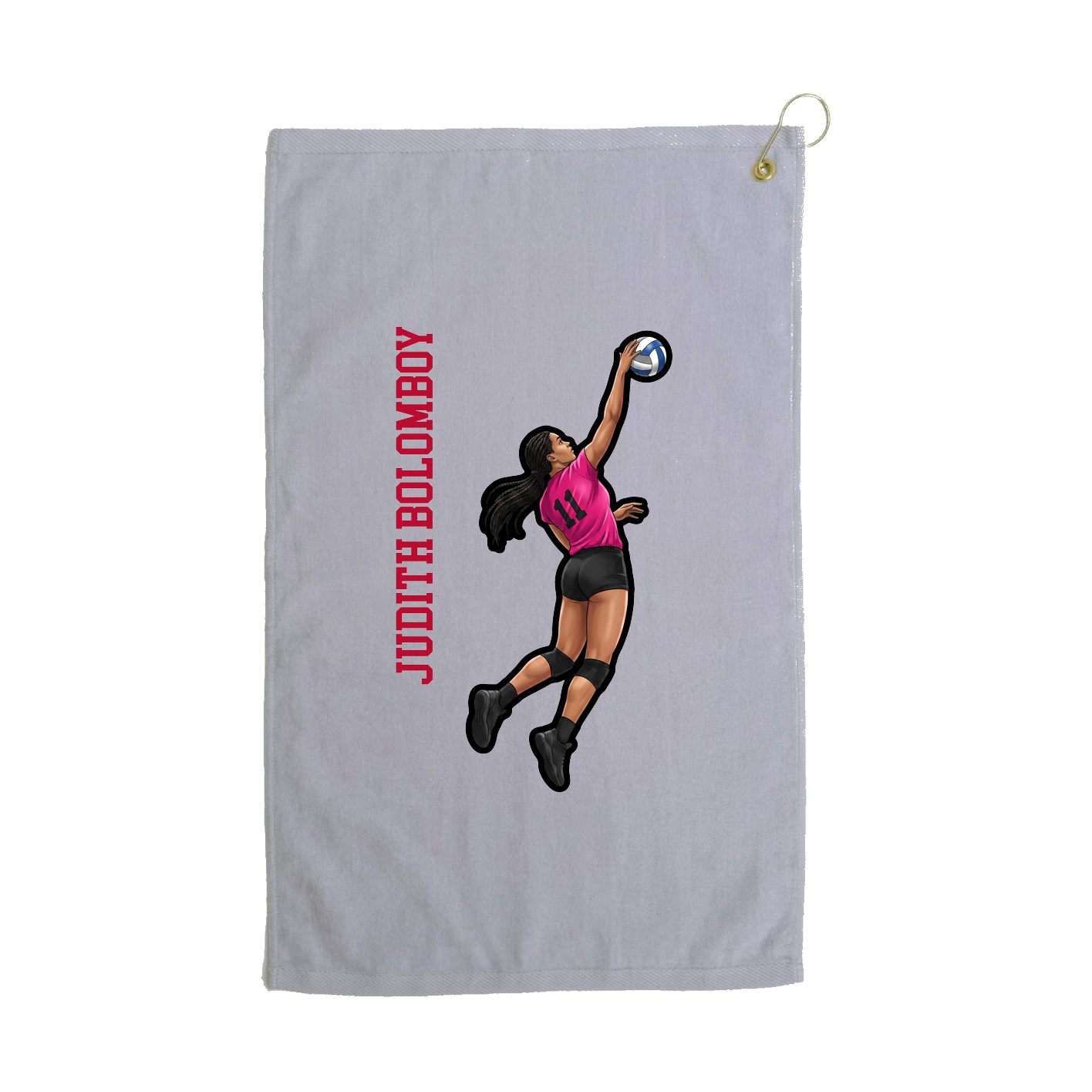 Golf Towel — Name Vertical in Grey