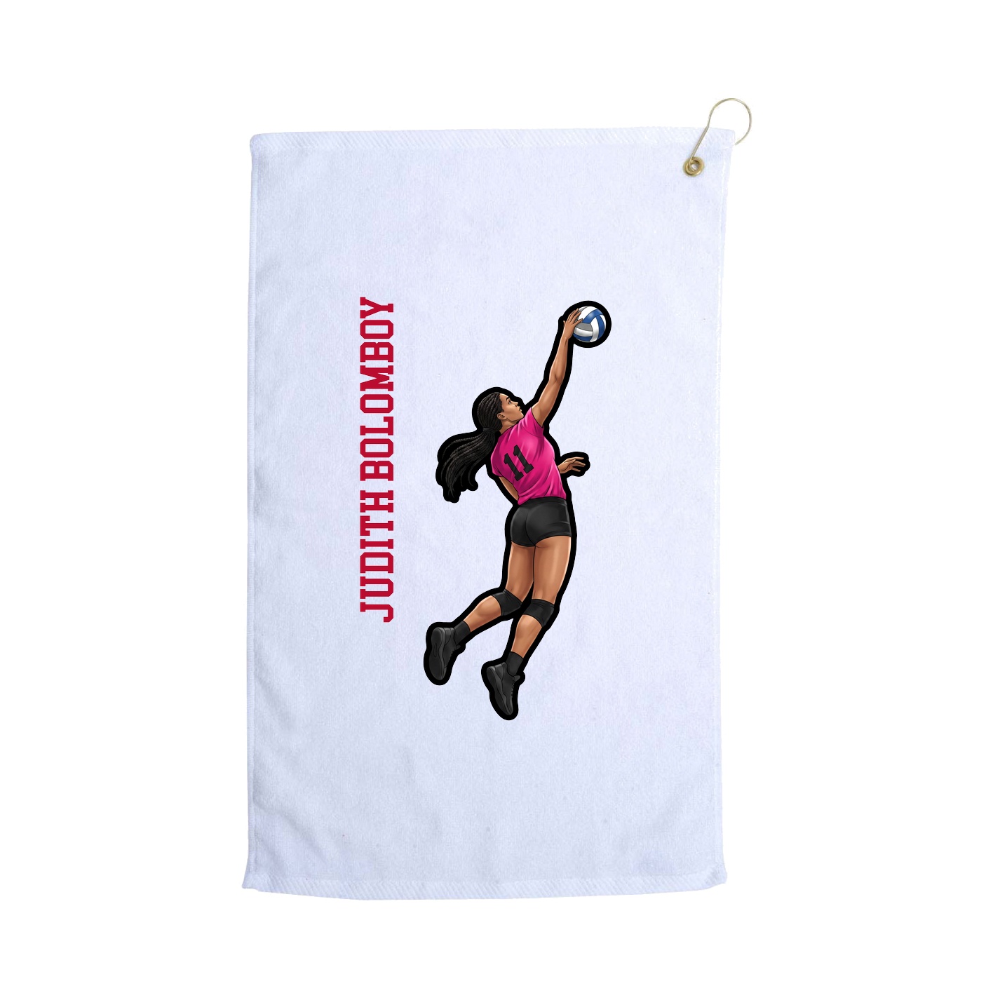 Golf Towel — Name Vertical in White