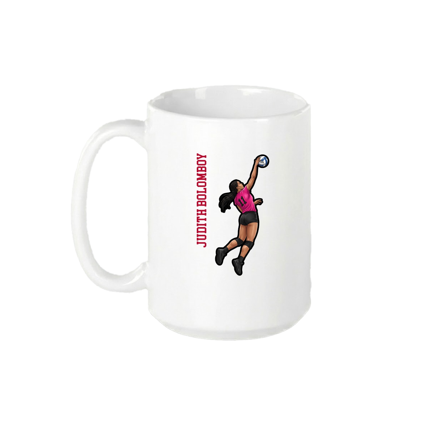 15oz Coffee Mug — Name Vertical in White