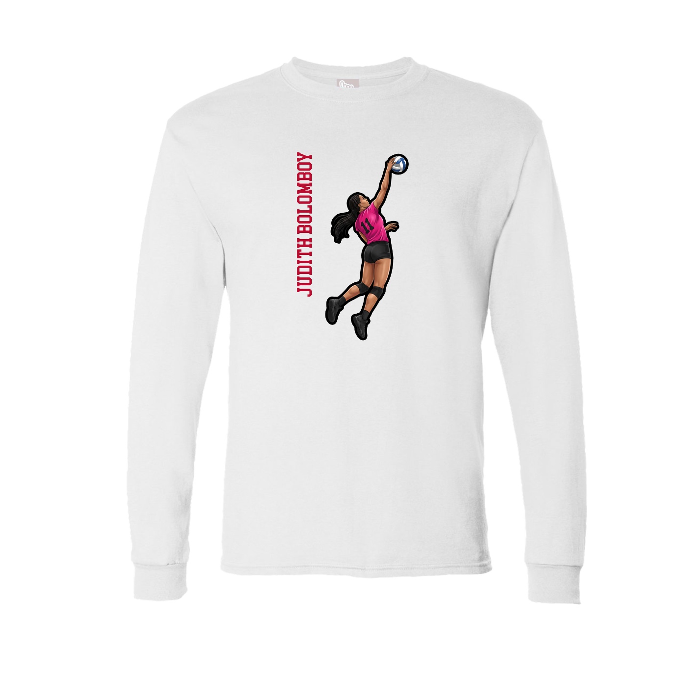 Long Sleeve Tee — Name Vertical in White