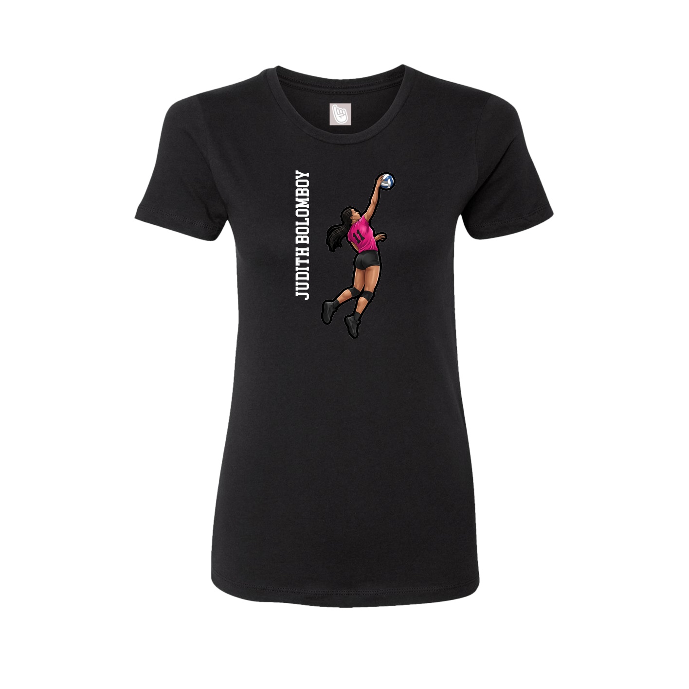 Fitted Women's Tee — Name Vertical in Black