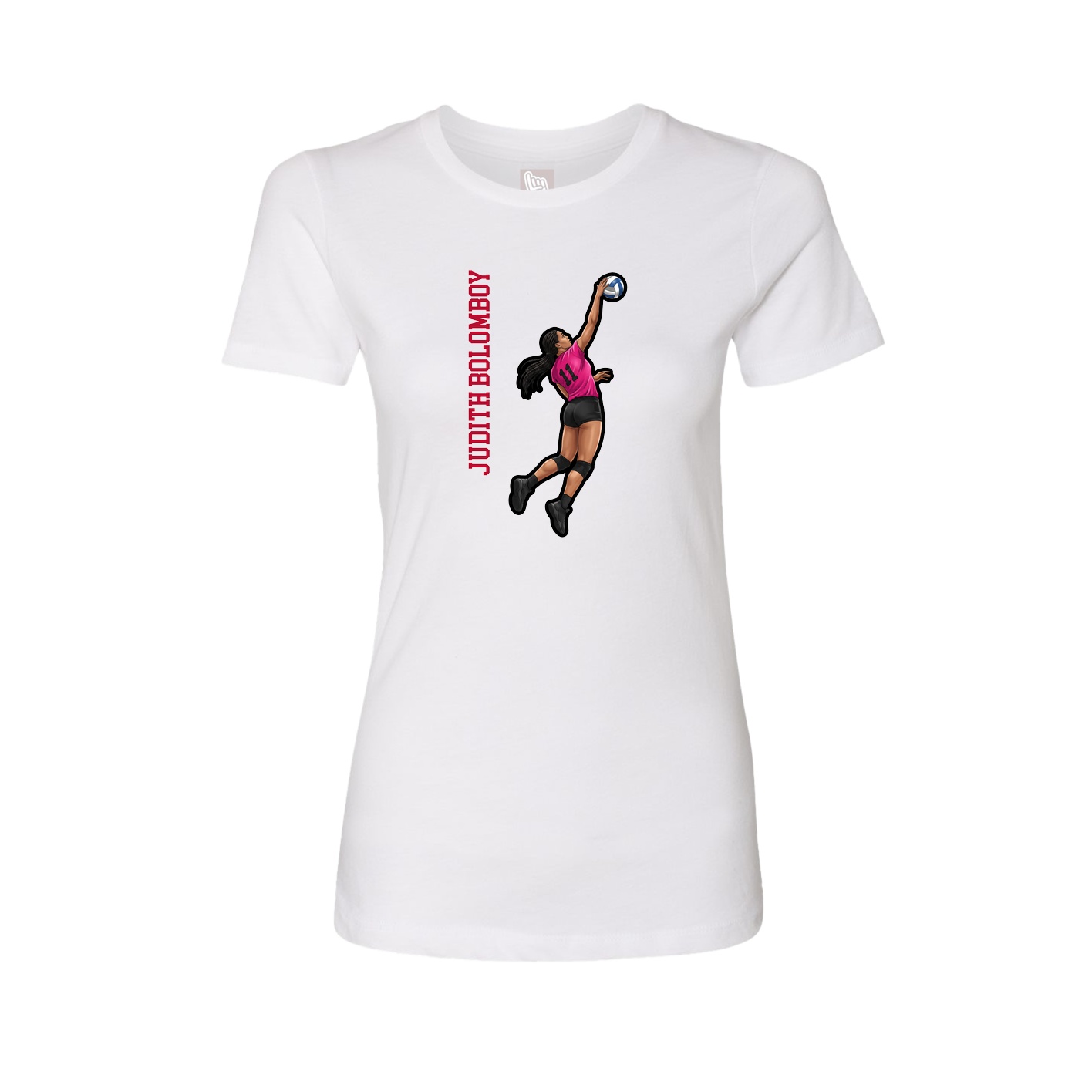 Womens Tee — Name Vertical in White