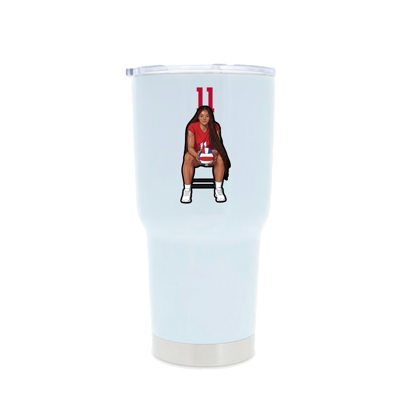 30oz Stainless Steel Tumbler — Number Top in White