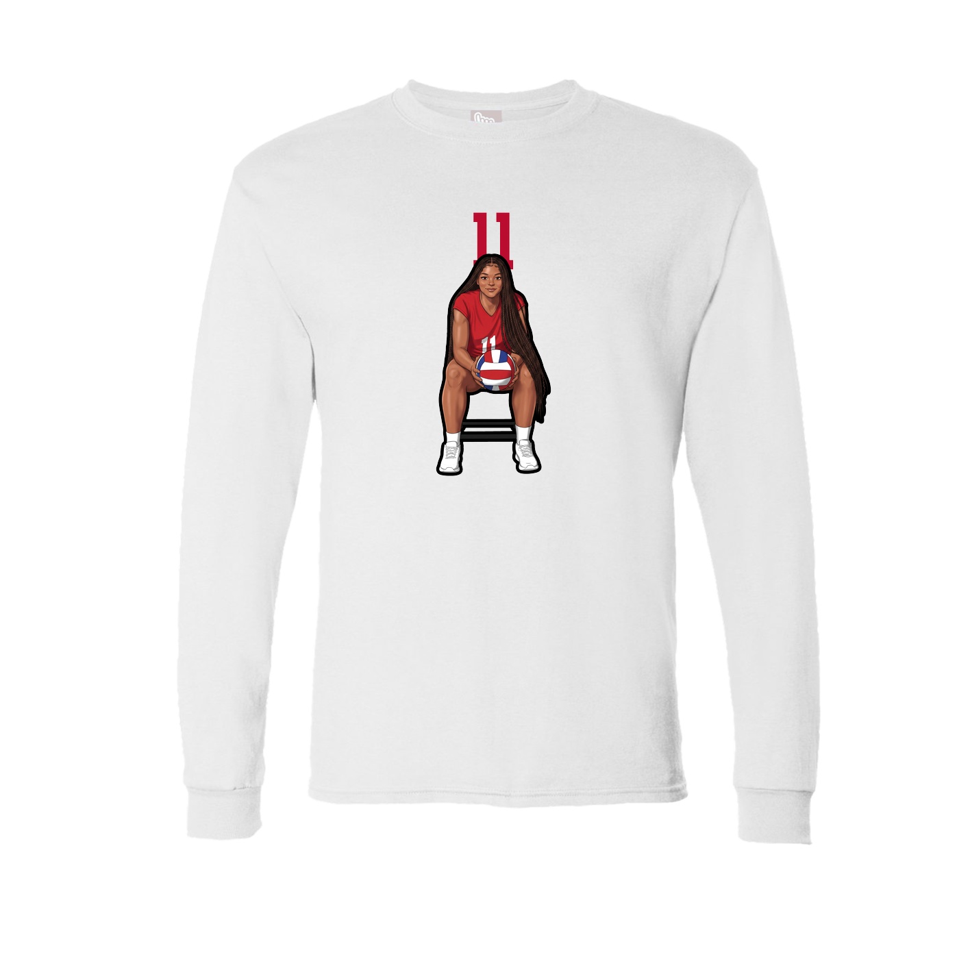 Long Sleeve Tee — Number Top in White