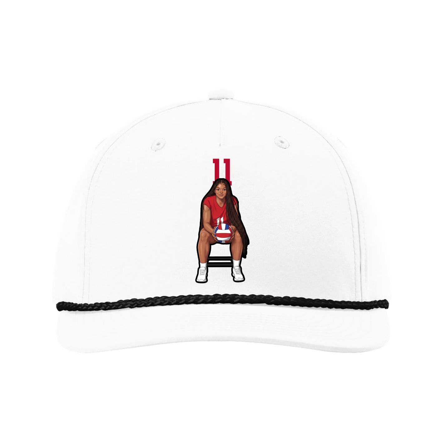 Five-Panel Classic Rope Cap — Number Top in White