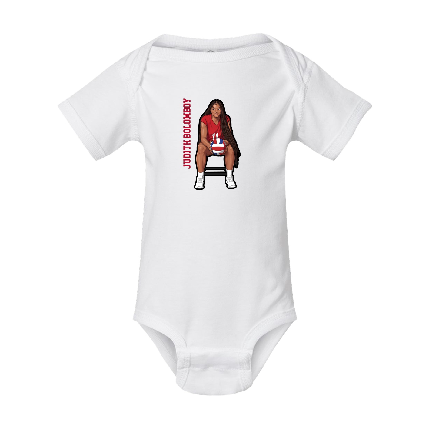 Baby Onesie — Name Vertical in White
