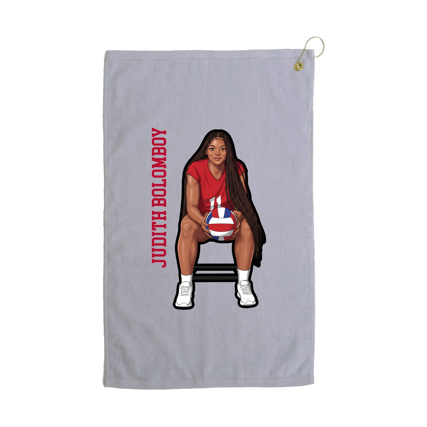 Golf Towel — Name Vertical in Grey