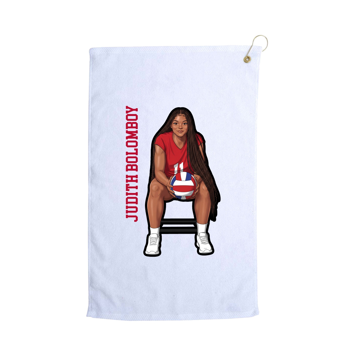 Golf Towel — Name Vertical in White