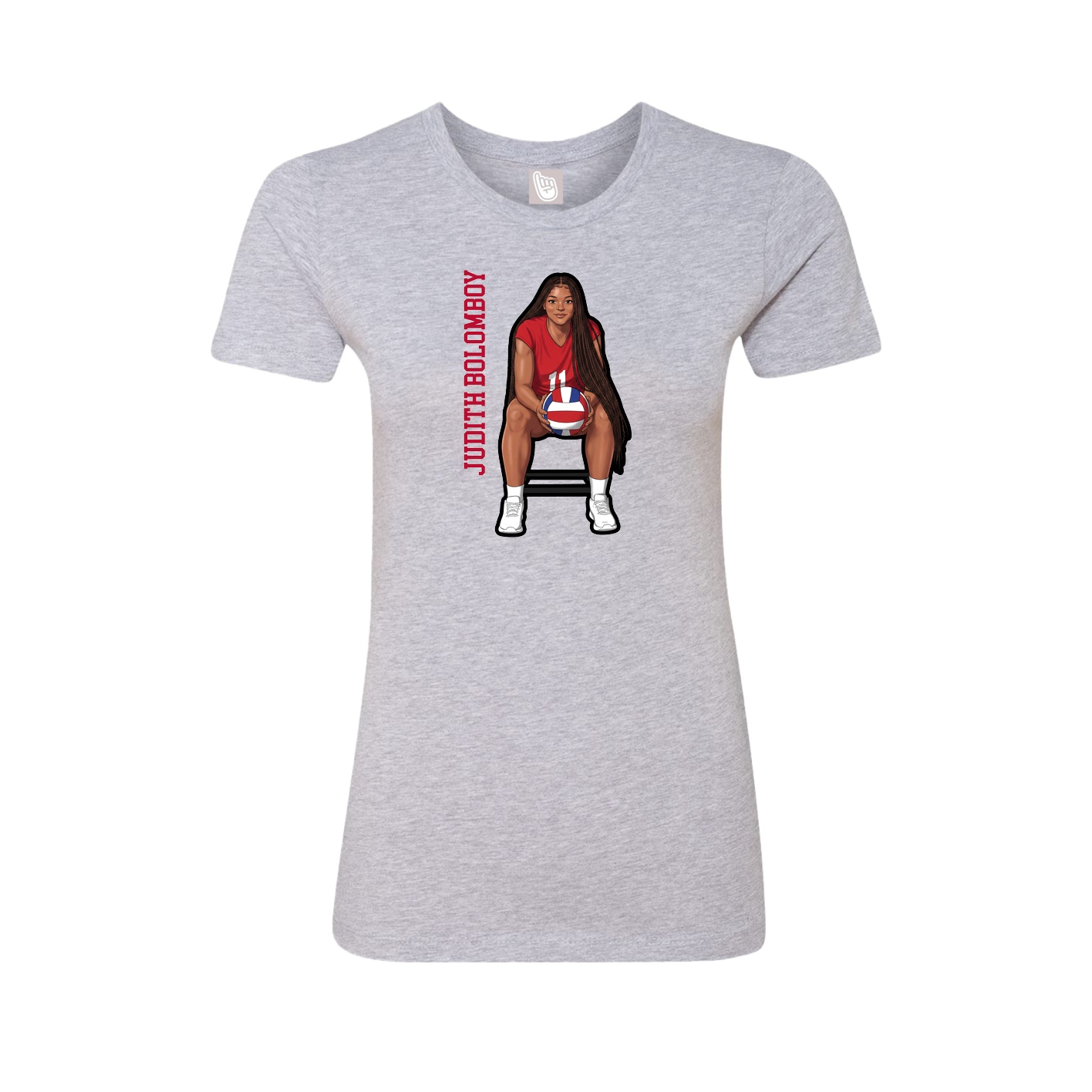 Fitted Women's Tee — Name Vertical in Grey