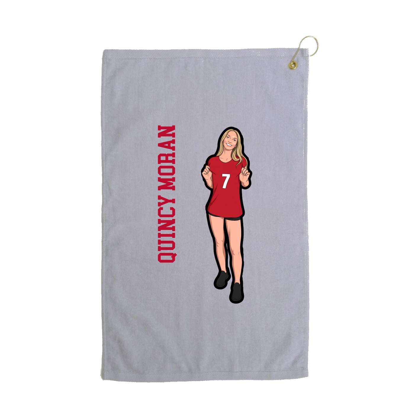 Golf Towel — Name Vertical in Grey