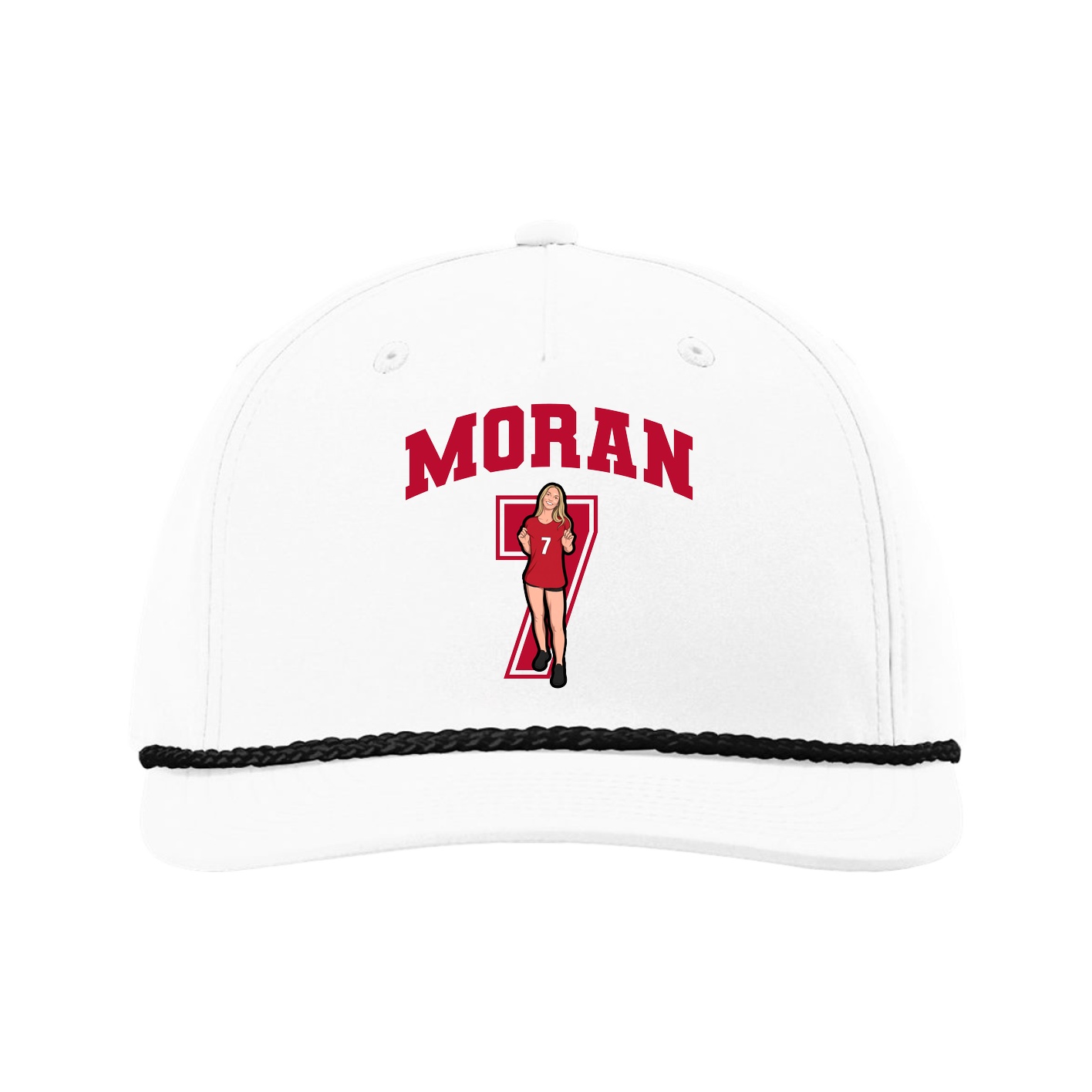 Five-Panel Classic Rope Cap — Number in White