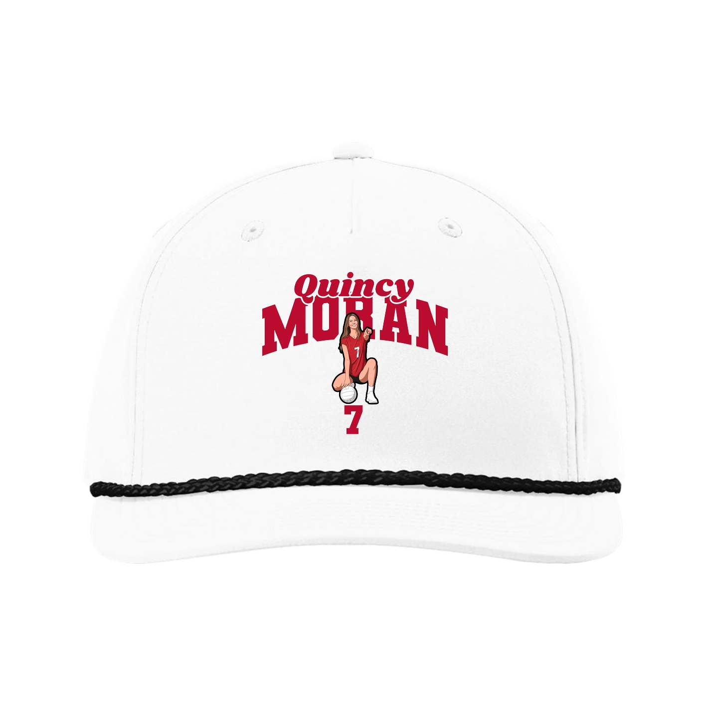 Five-Panel Classic Rope Cap — Signature Arch in White