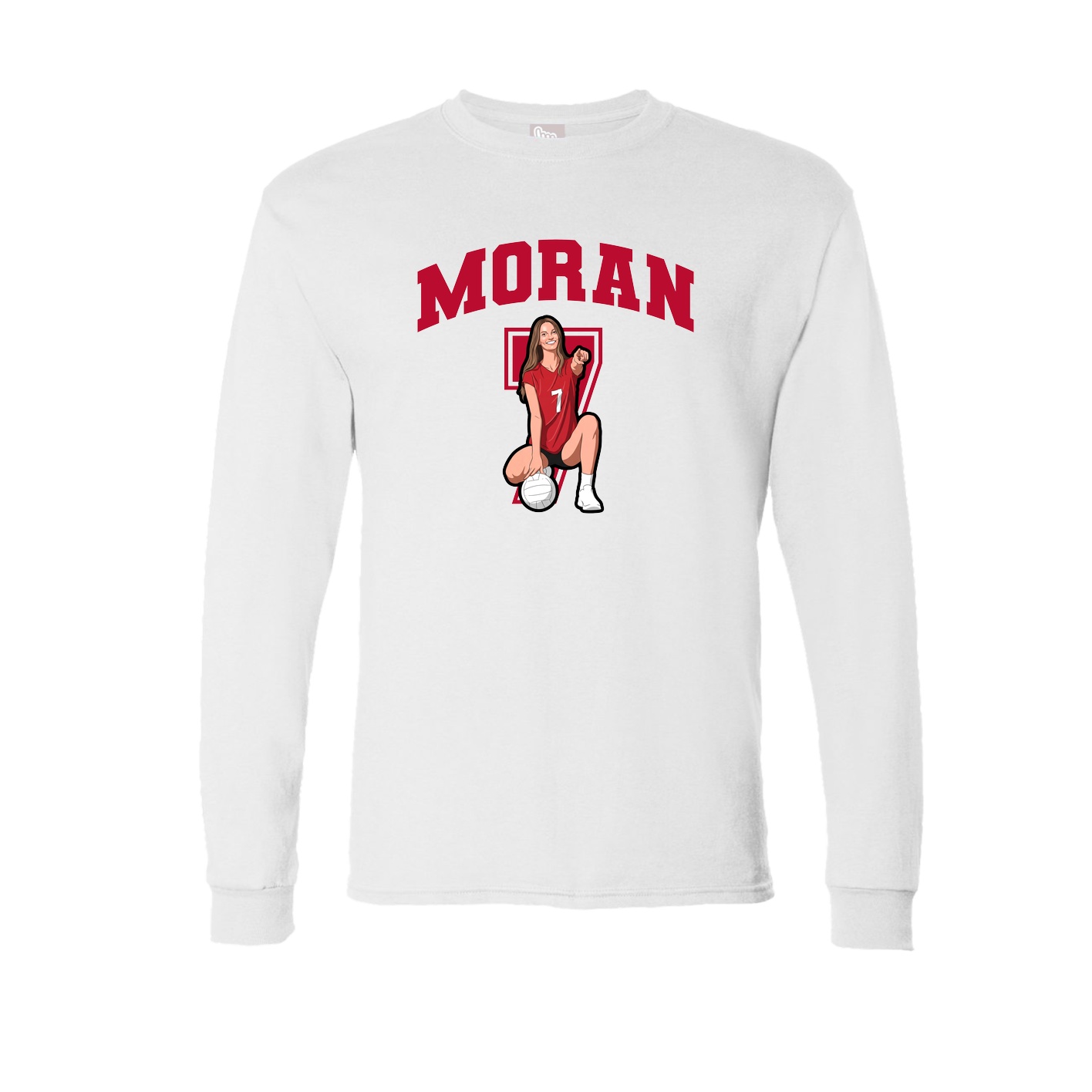 Long Sleeve Tee — Number in White