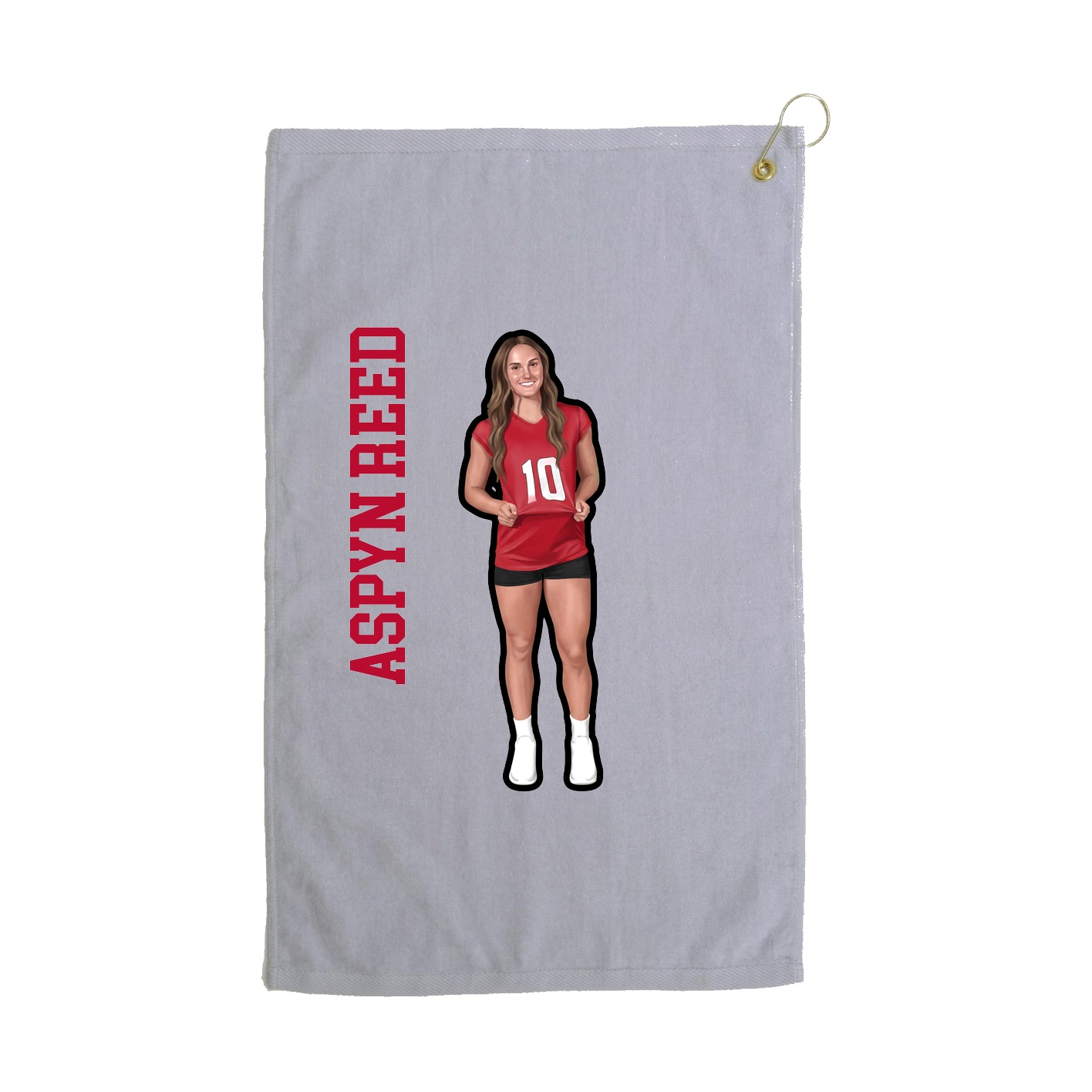 Golf Towel — Name Vertical in Grey