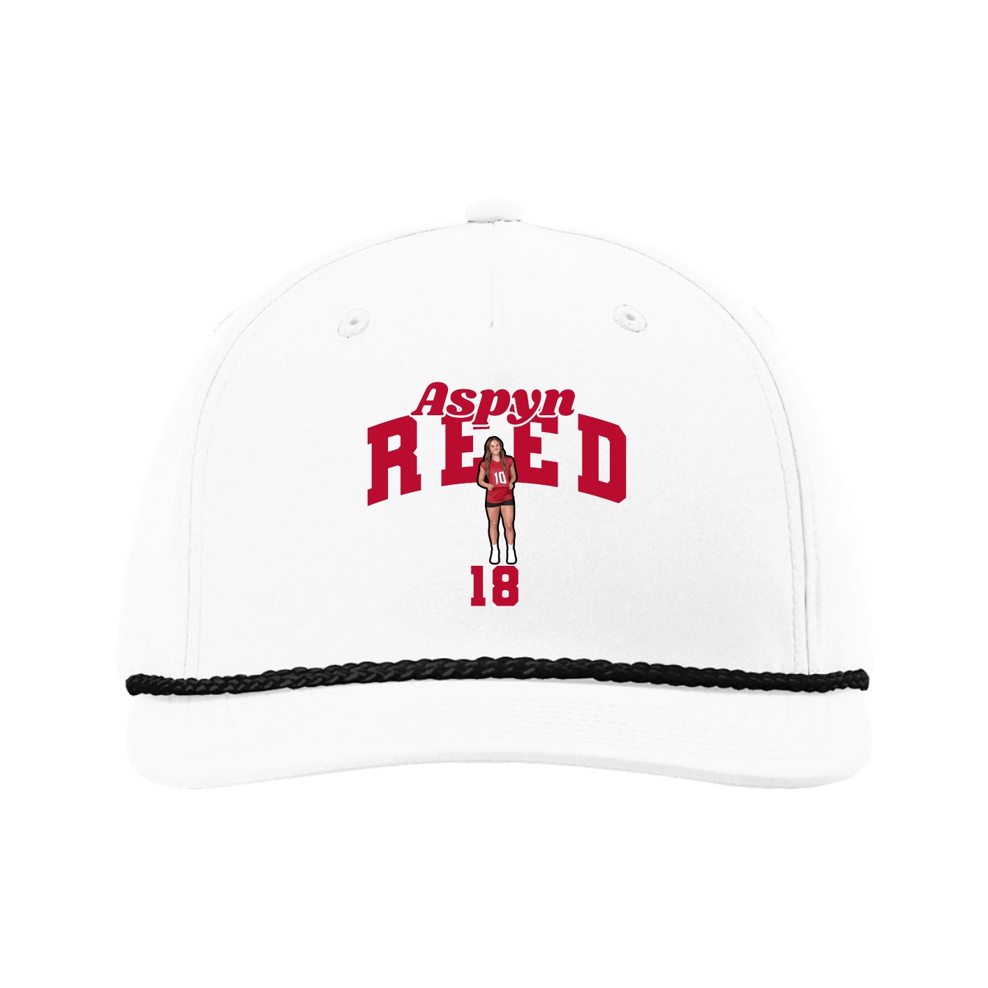 Five-Panel Classic Rope Cap — Signature Arch in White
