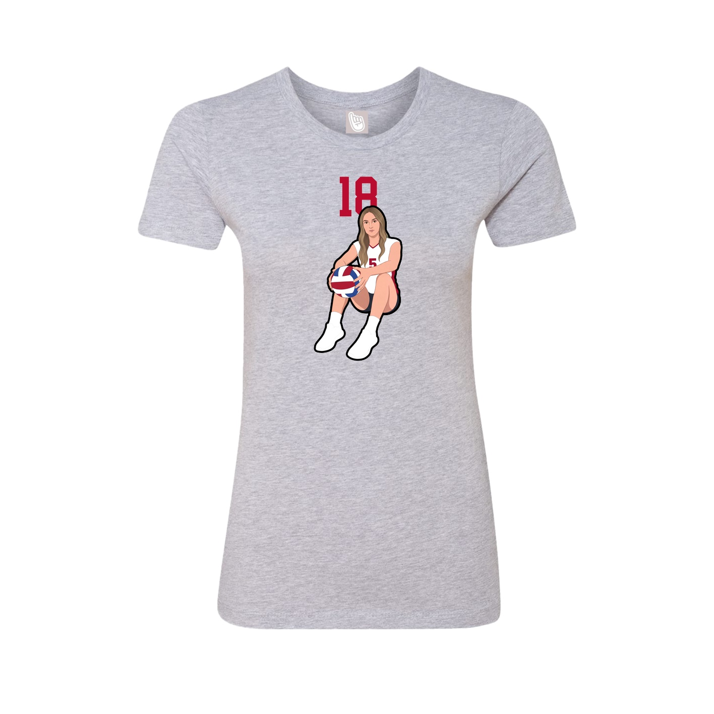 Fitted Women's Tee — Number Top in Grey