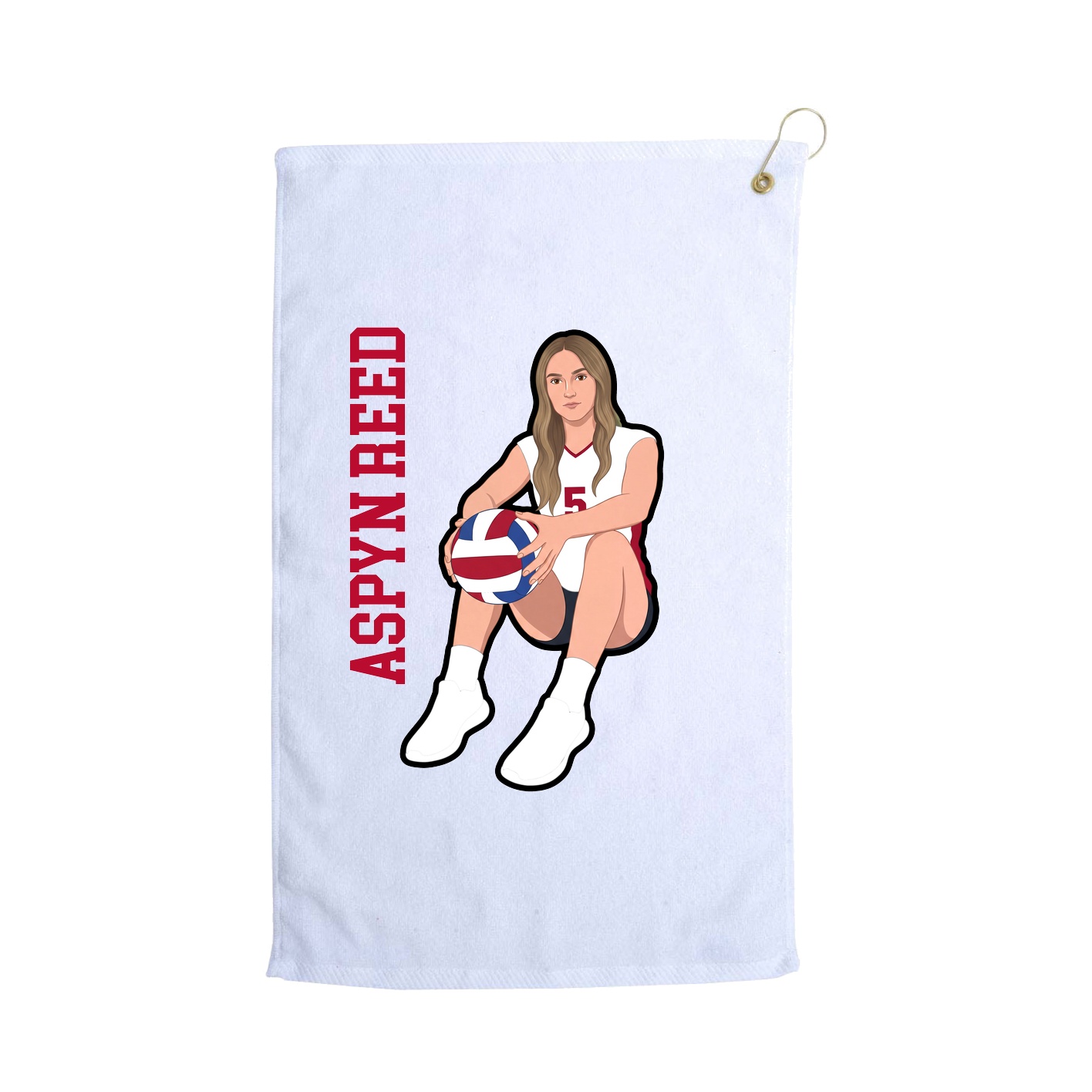 Golf Towel — Name Vertical in White