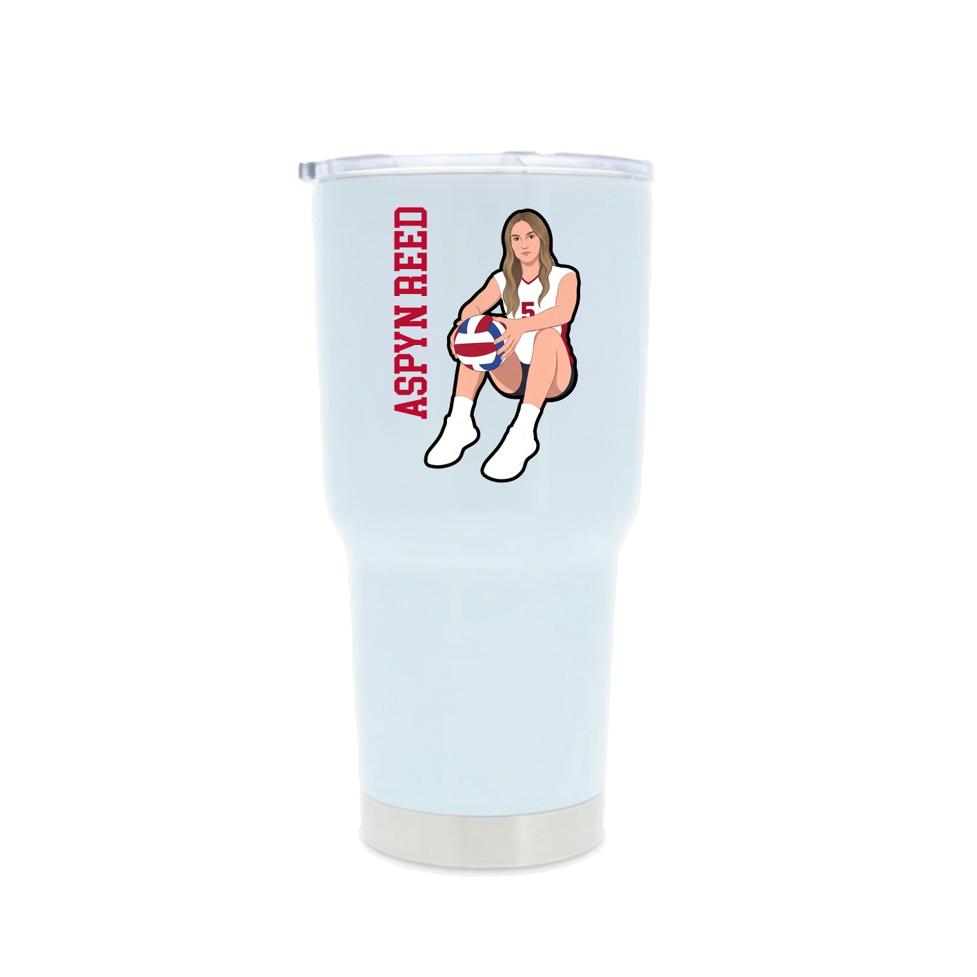 30oz Stainless Steel Tumbler — Name Vertical in White