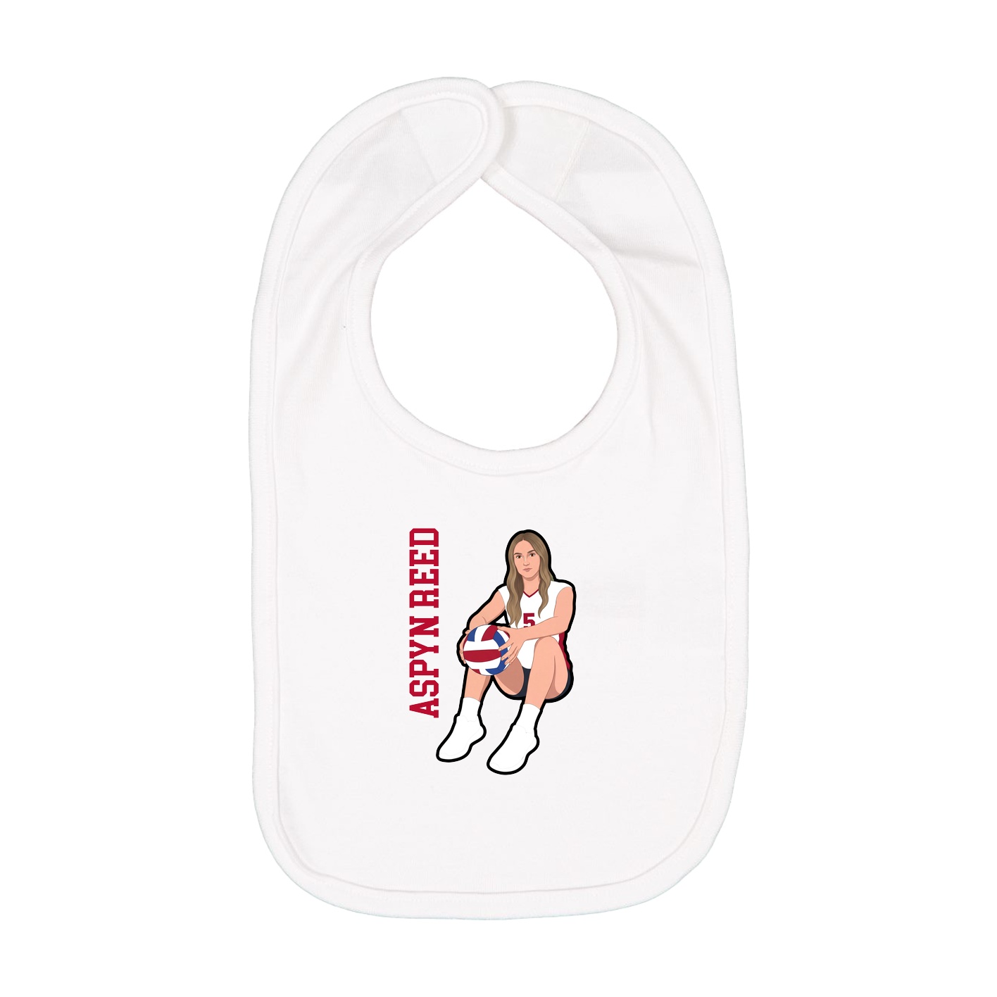 Infant Bib — Name Vertical in White
