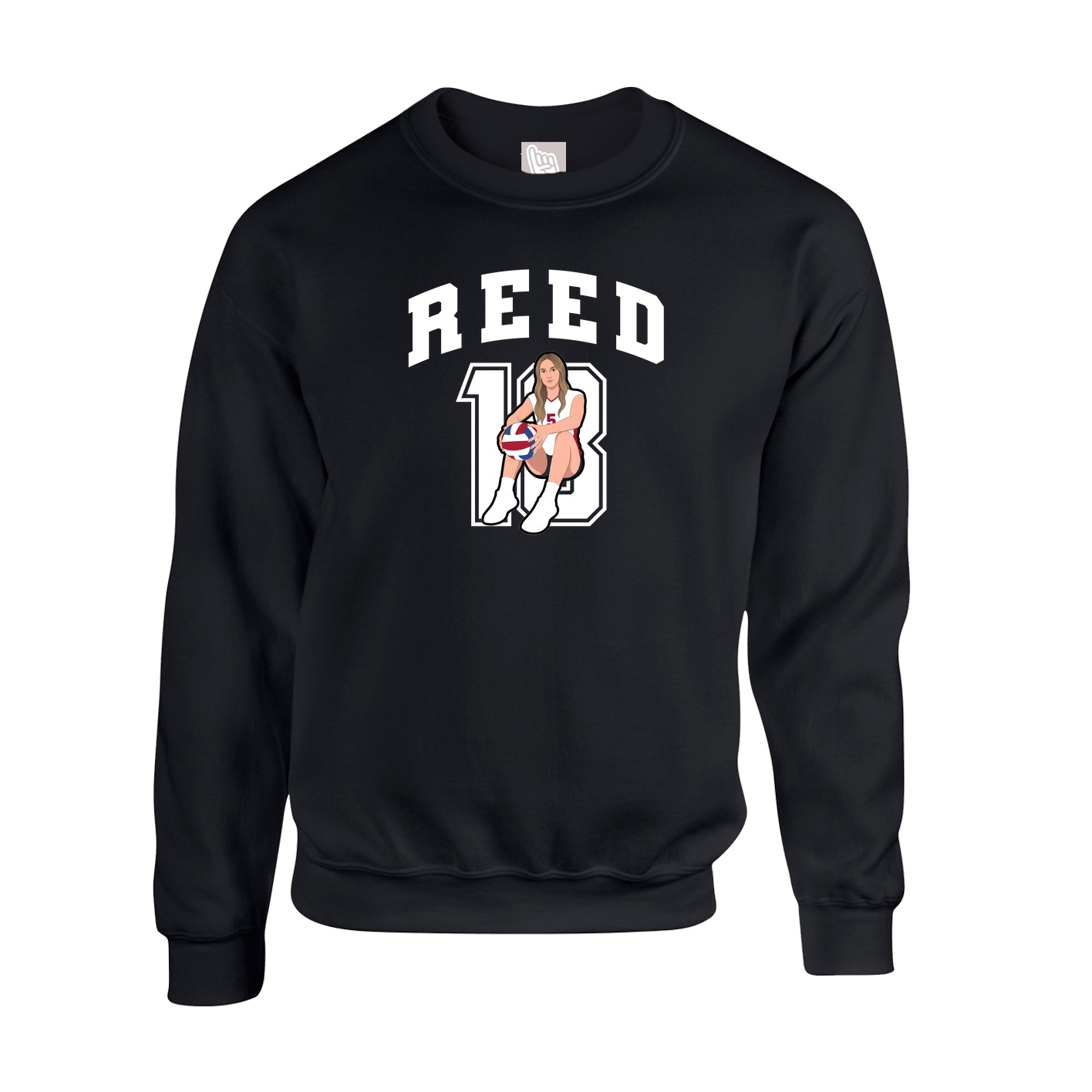 Fleece Crew — Number in Black