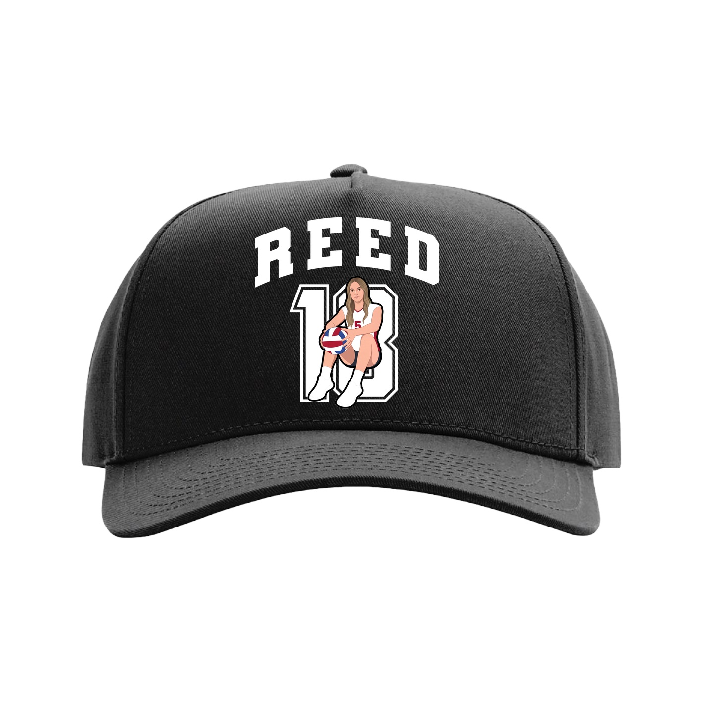 Full Fabric Five-Panel Champ Cap — Number in Black