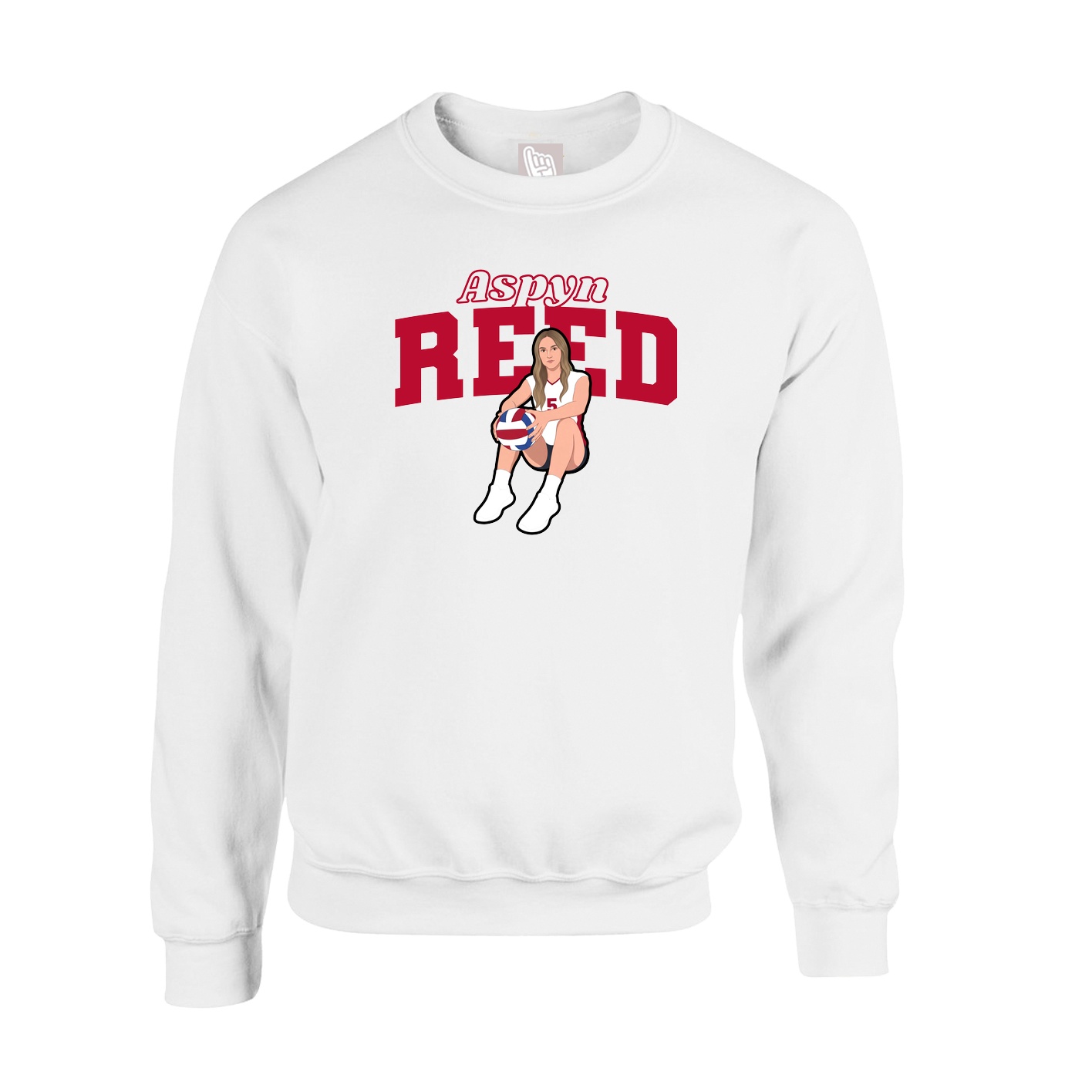 Fleece Crew — Name Arch in White