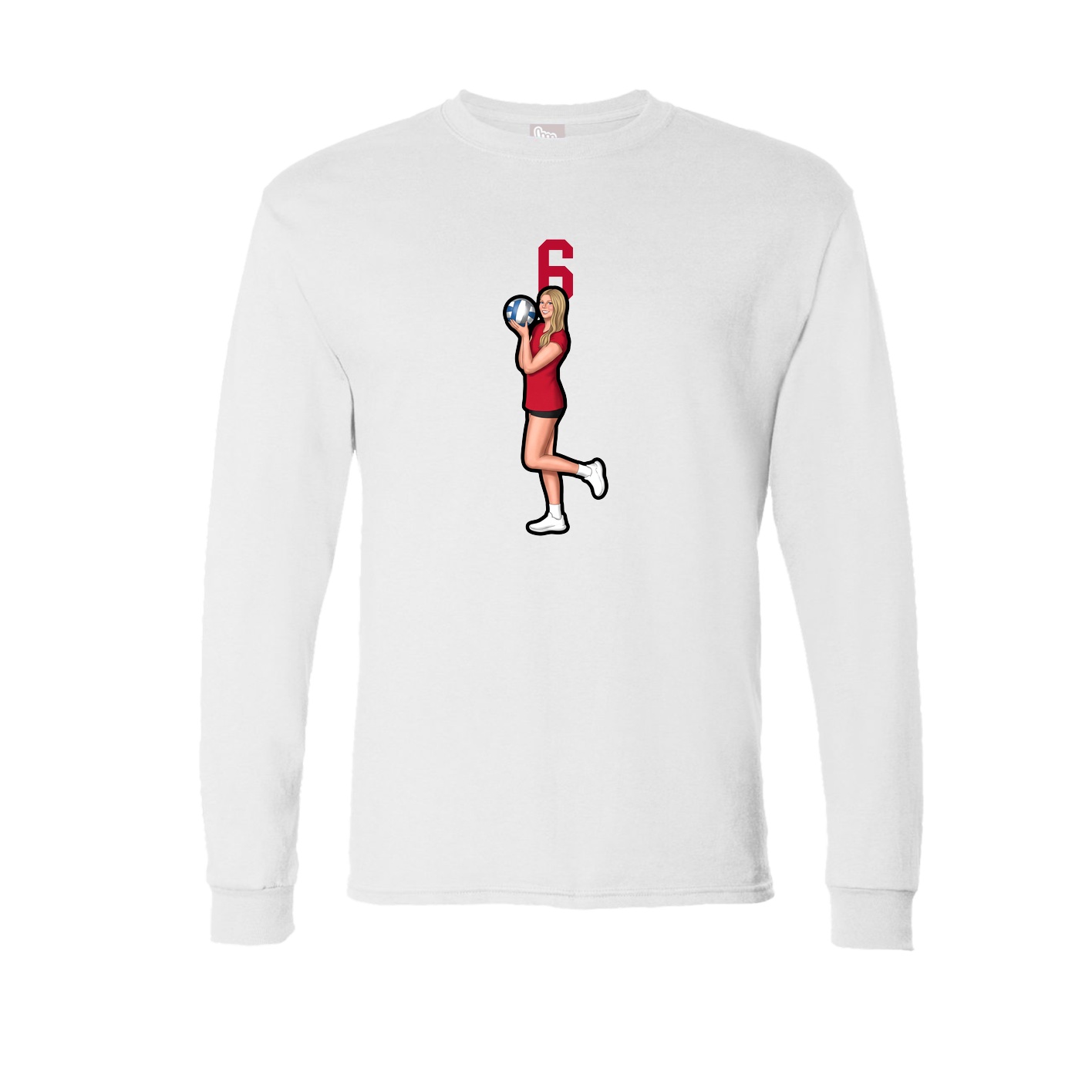 Long Sleeve Tee — Number Top in White
