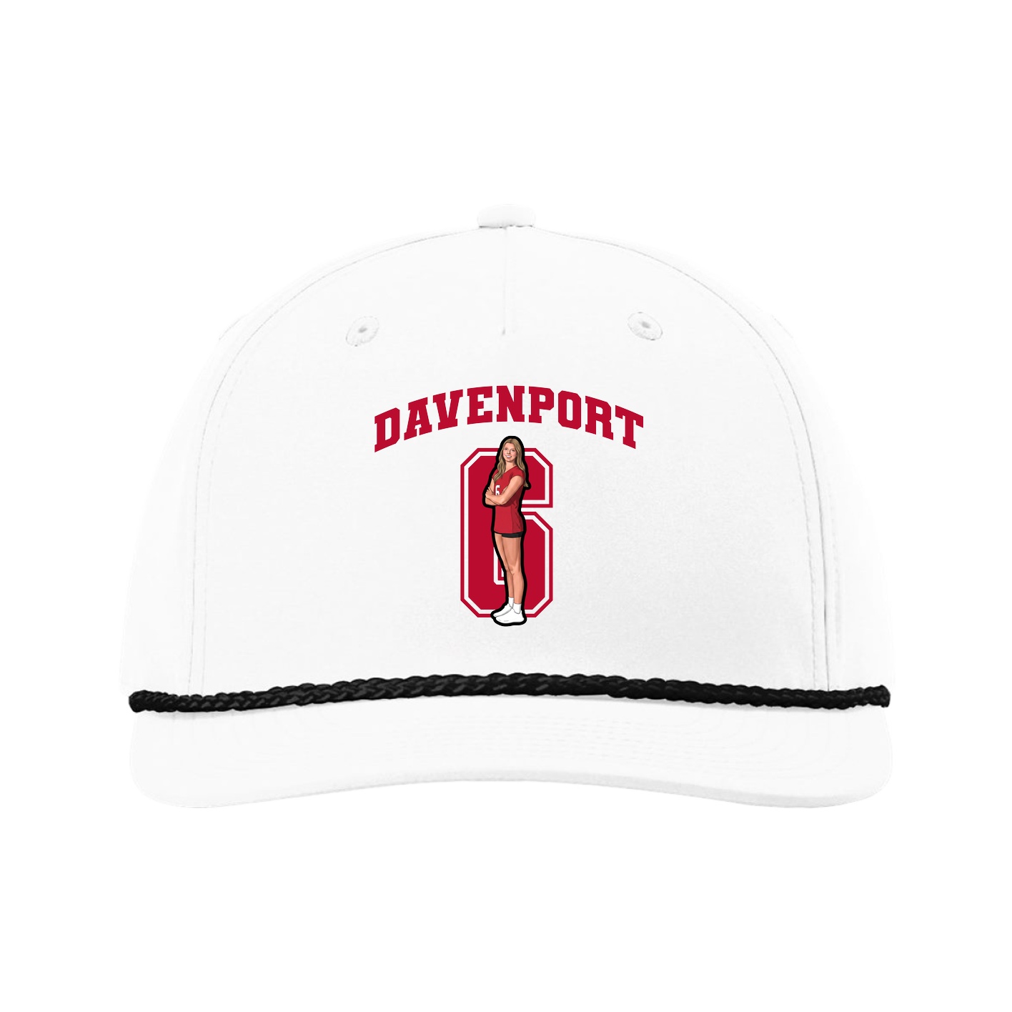 Five-Panel Classic Rope Cap — Number in White