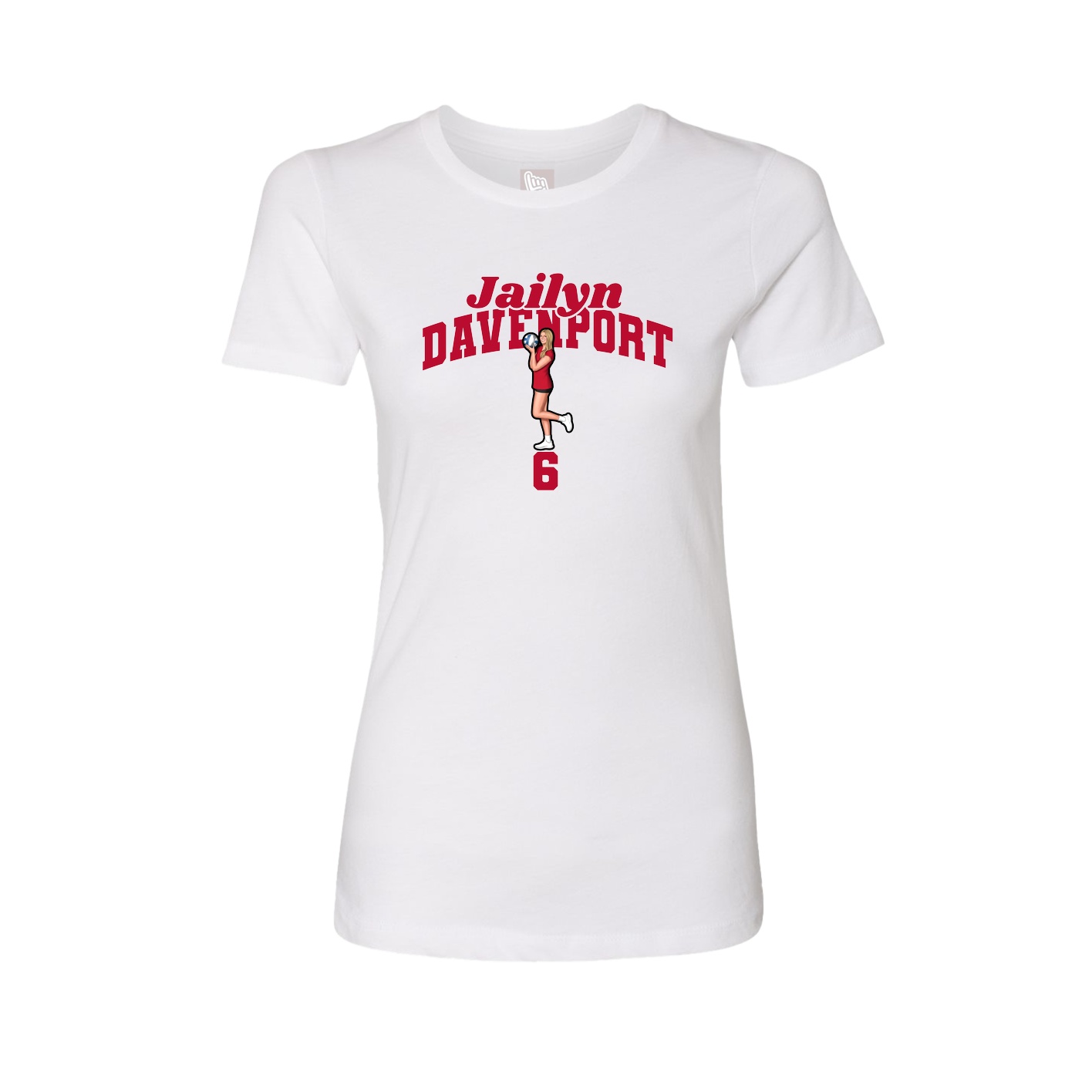 Fitted Women's Tee — Signature Arch in White