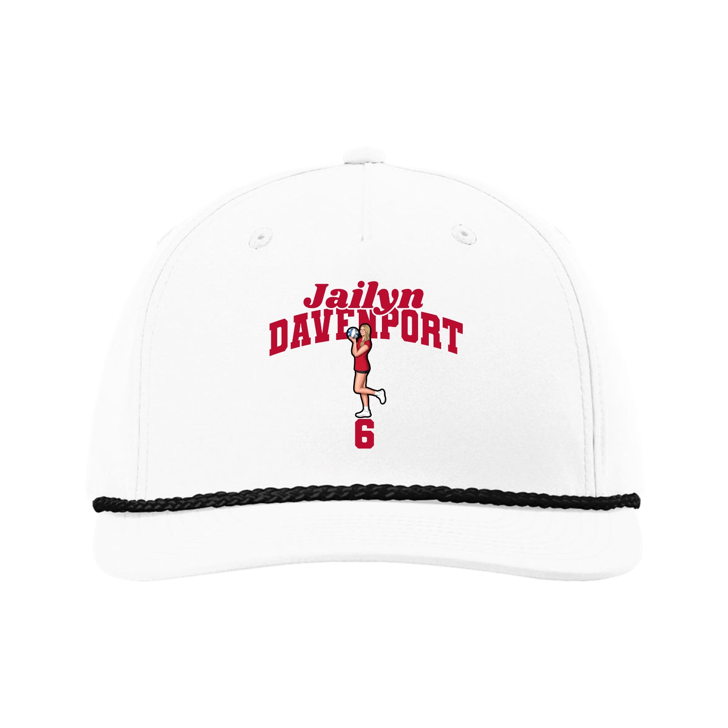 Five-Panel Classic Rope Cap — Signature Arch in White