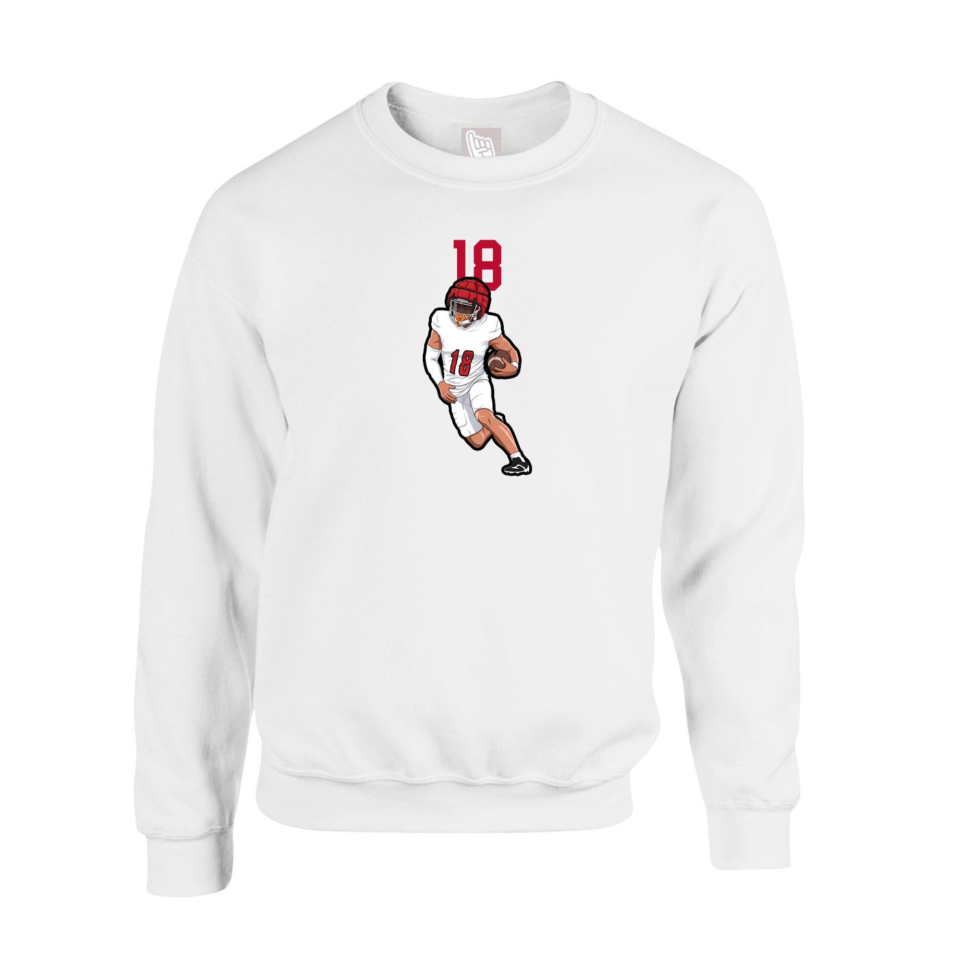 Fleece Crew — Number Top in White
