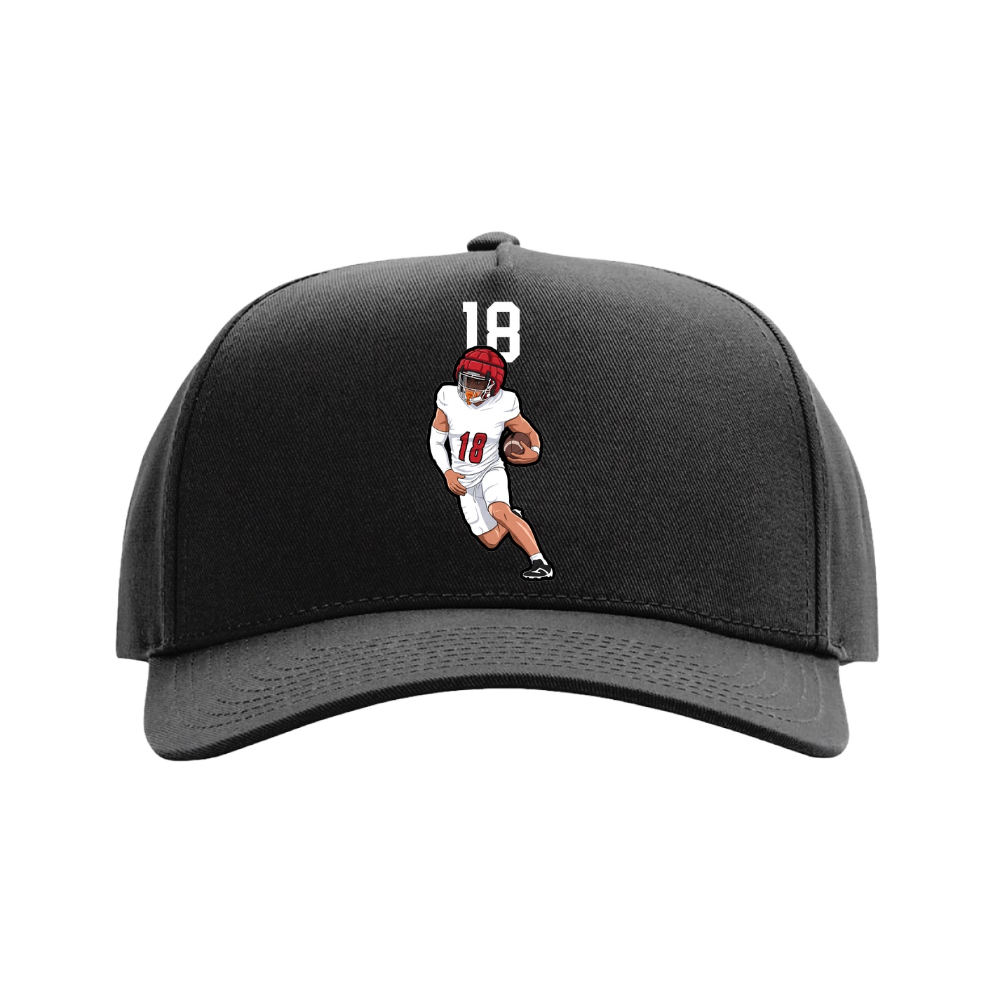 Full Fabric Five-Panel Champ Cap — Number Top in Black