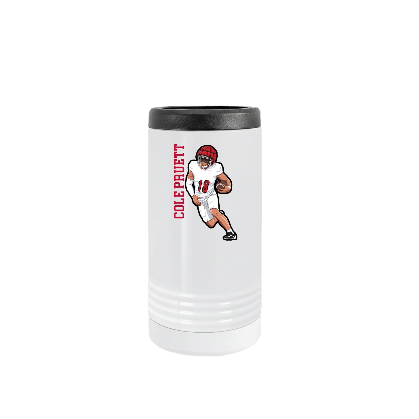 Slim Beverage Holder — Name Vertical in White