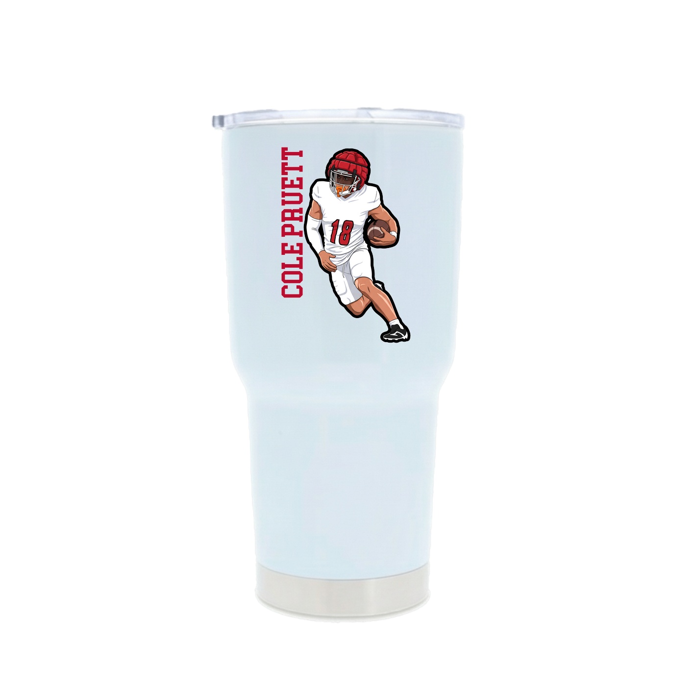30oz Stainless Steel Tumbler — Name Vertical in White