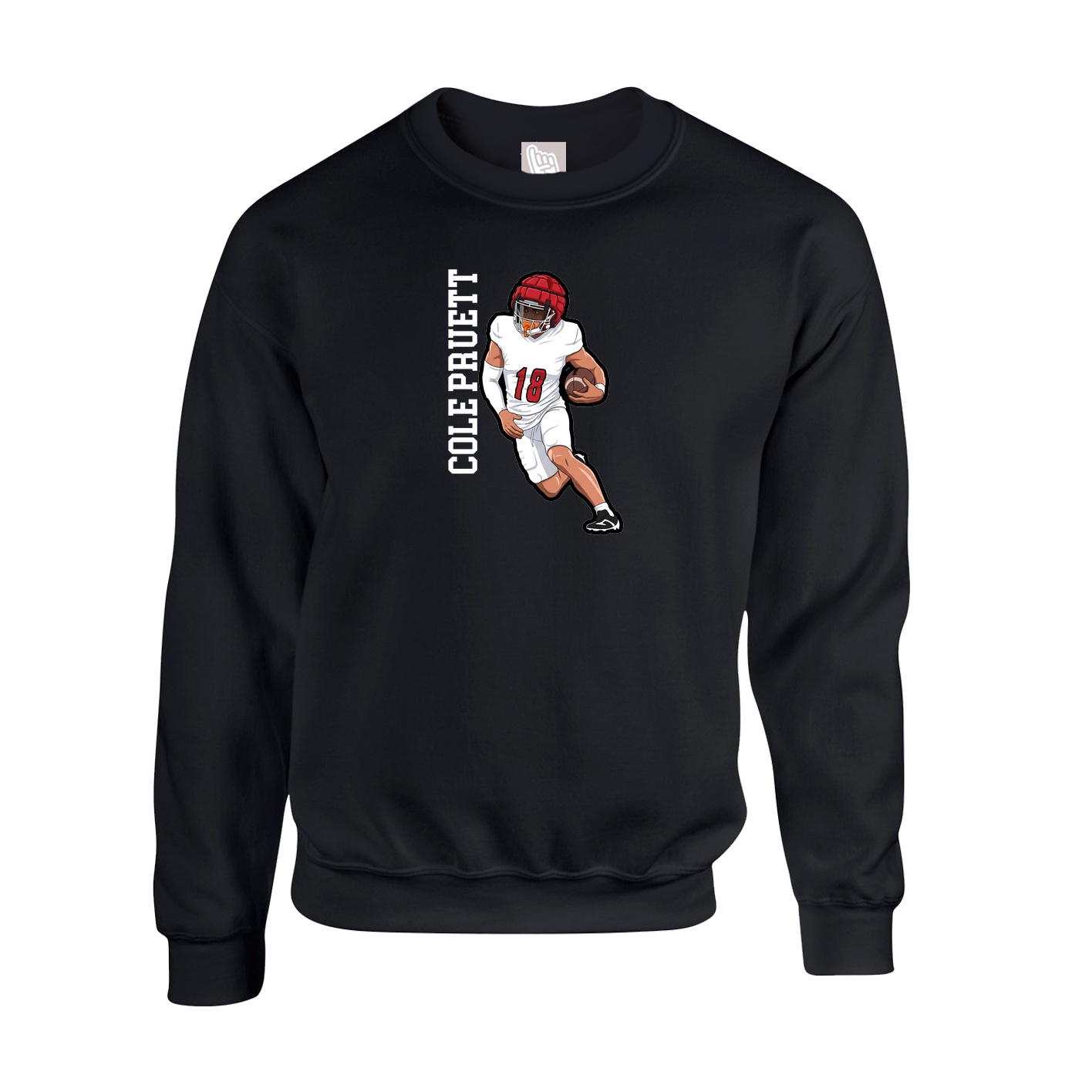 Fleece Crew — Name Vertical in Black