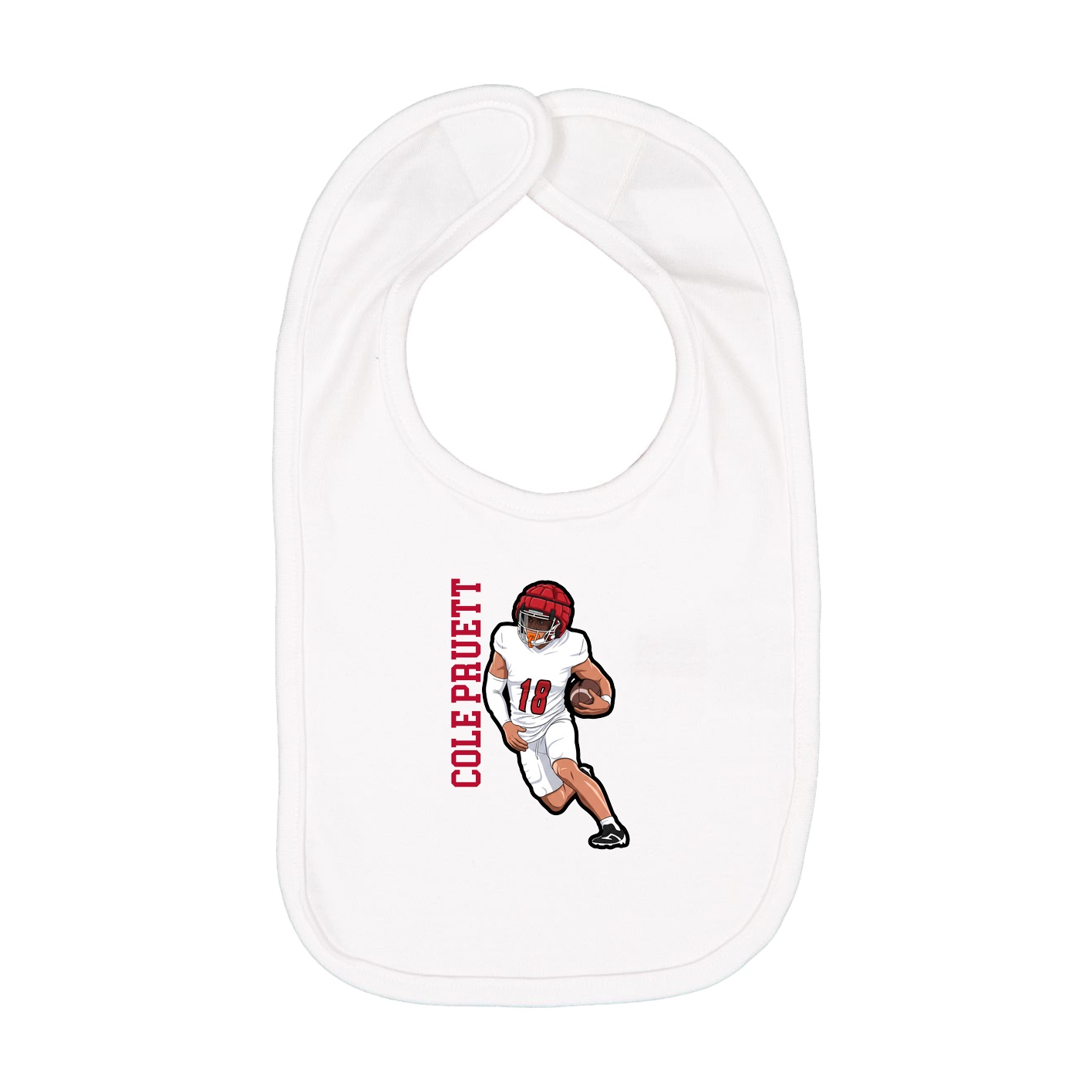 Infant Bib — Name Vertical in White