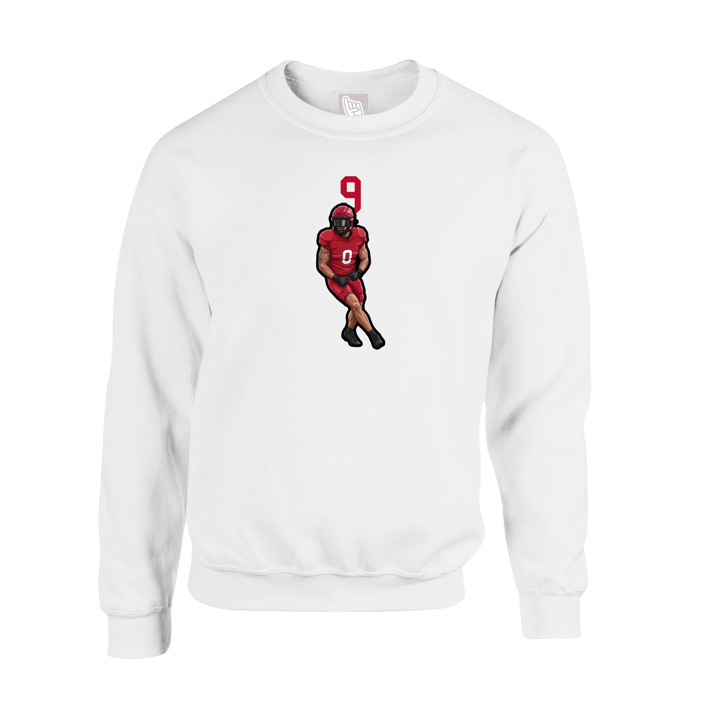 Fleece Crew — Number Top in White