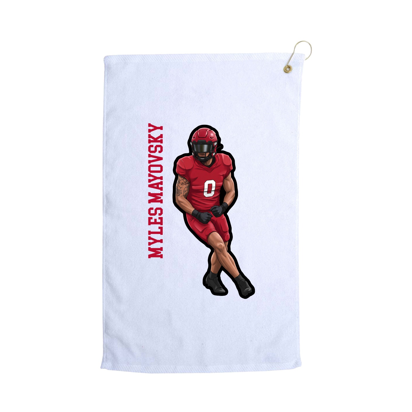 Golf Towel — Name Vertical in White