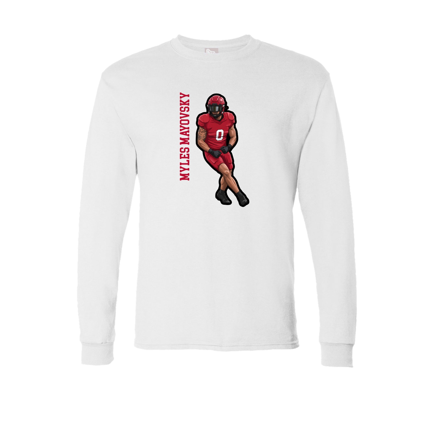 Long Sleeve Tee — Name Vertical in White
