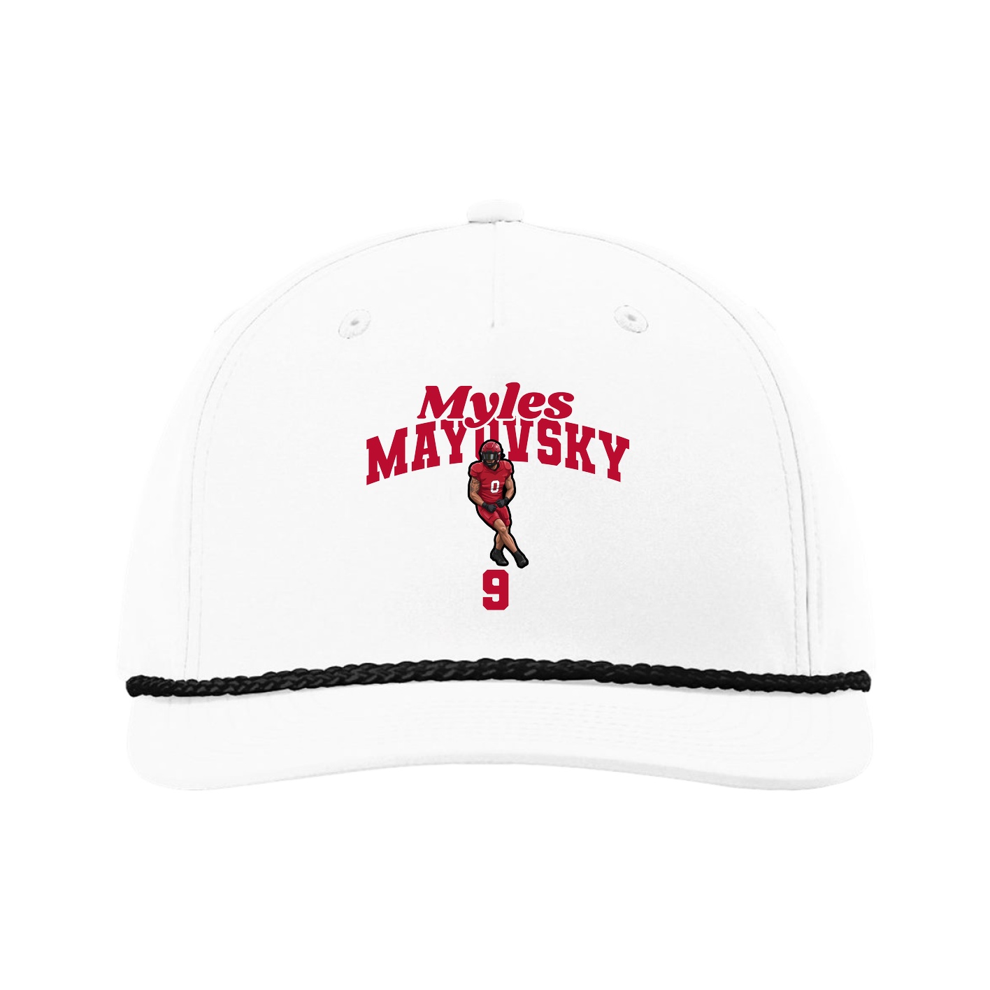 Five-Panel Classic Rope Cap — Signature Arch in White
