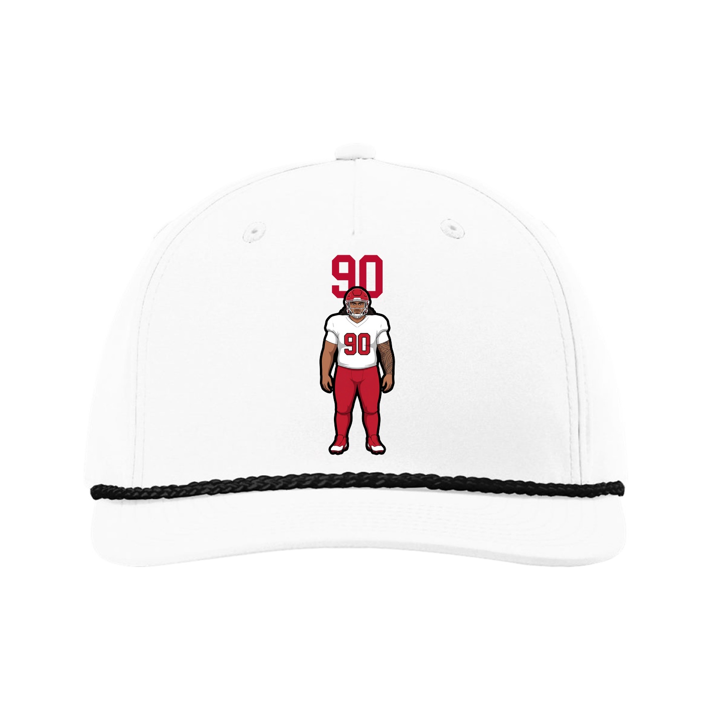 Five-Panel Classic Rope Cap — Number Top in White