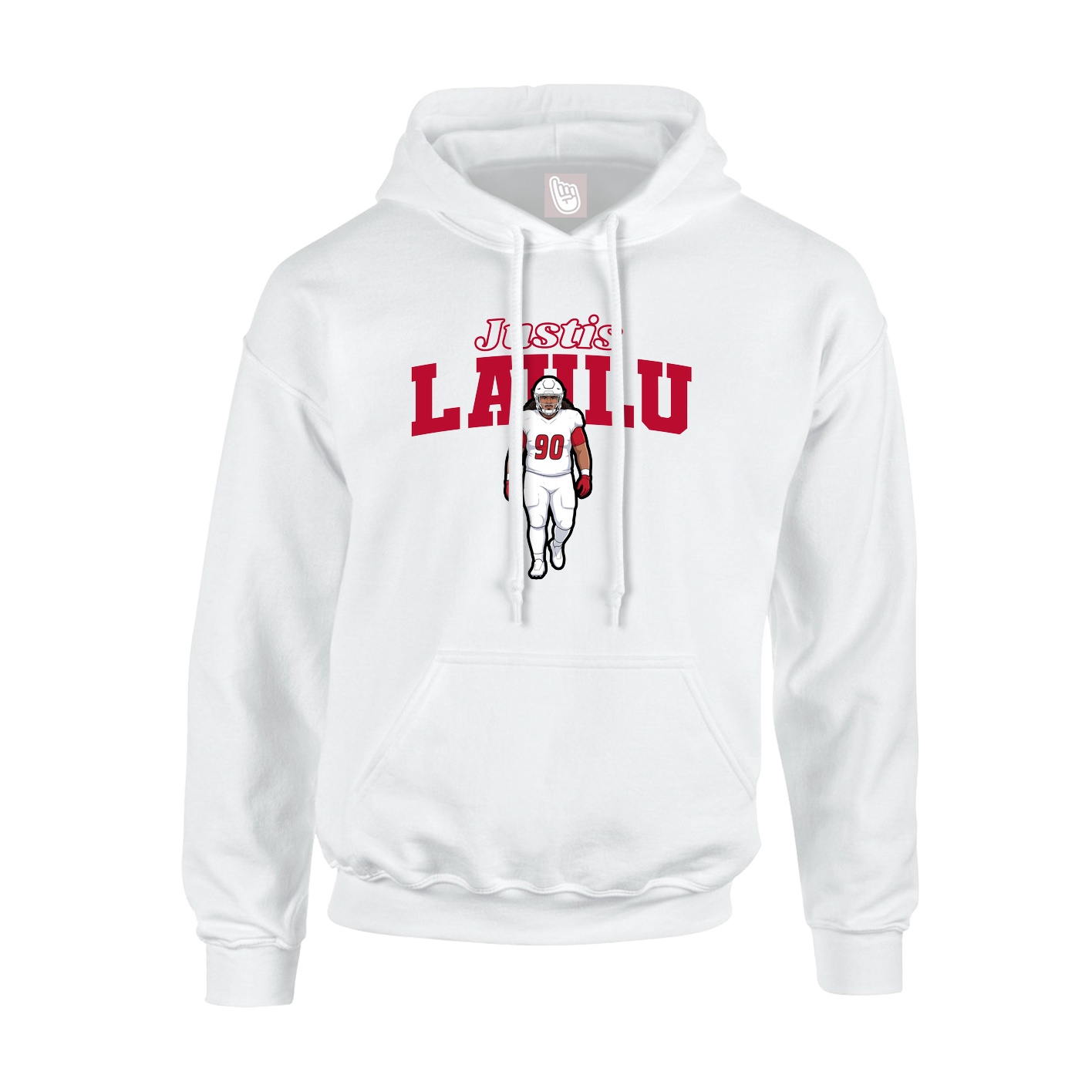 Youth Hoodie — Name Arch in White