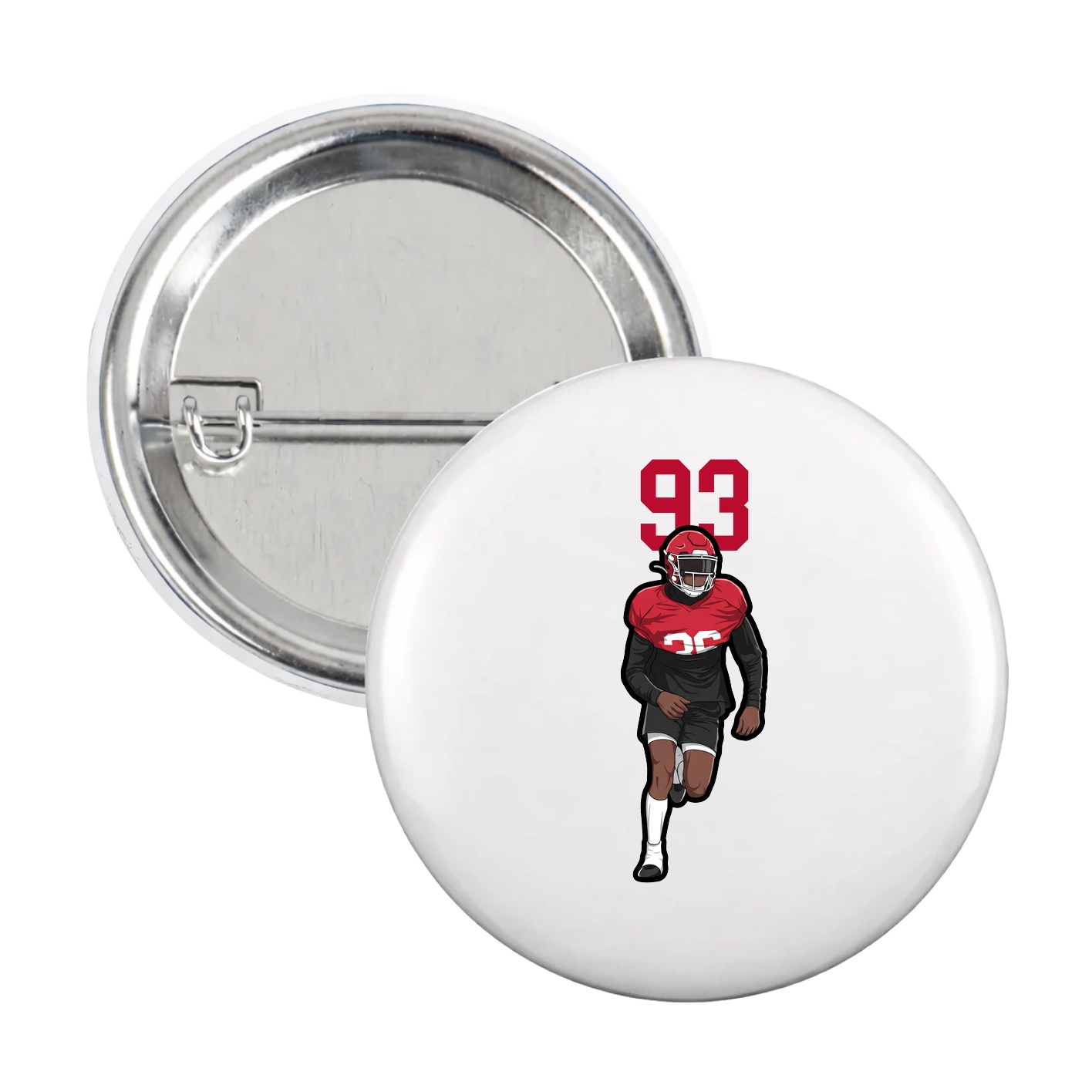 Game Day Button — Number Top in White