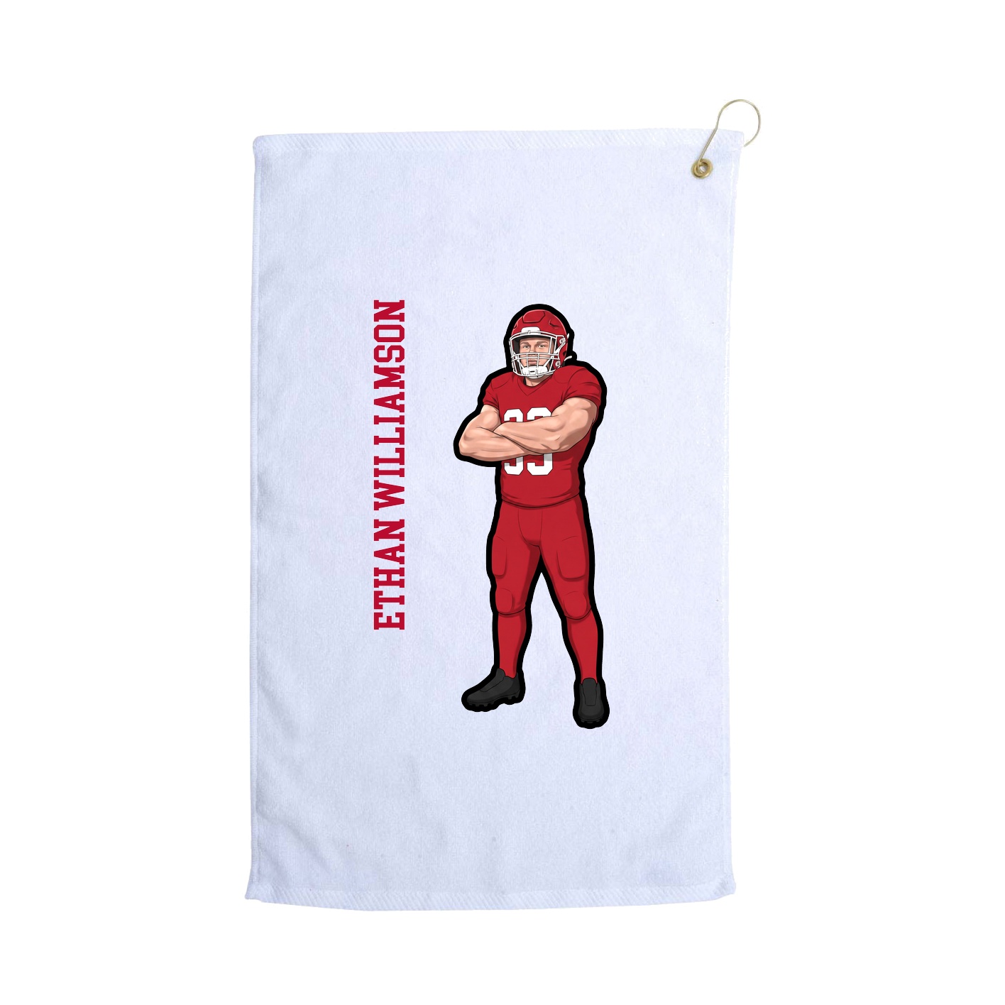 Golf Towel — Name Vertical in White