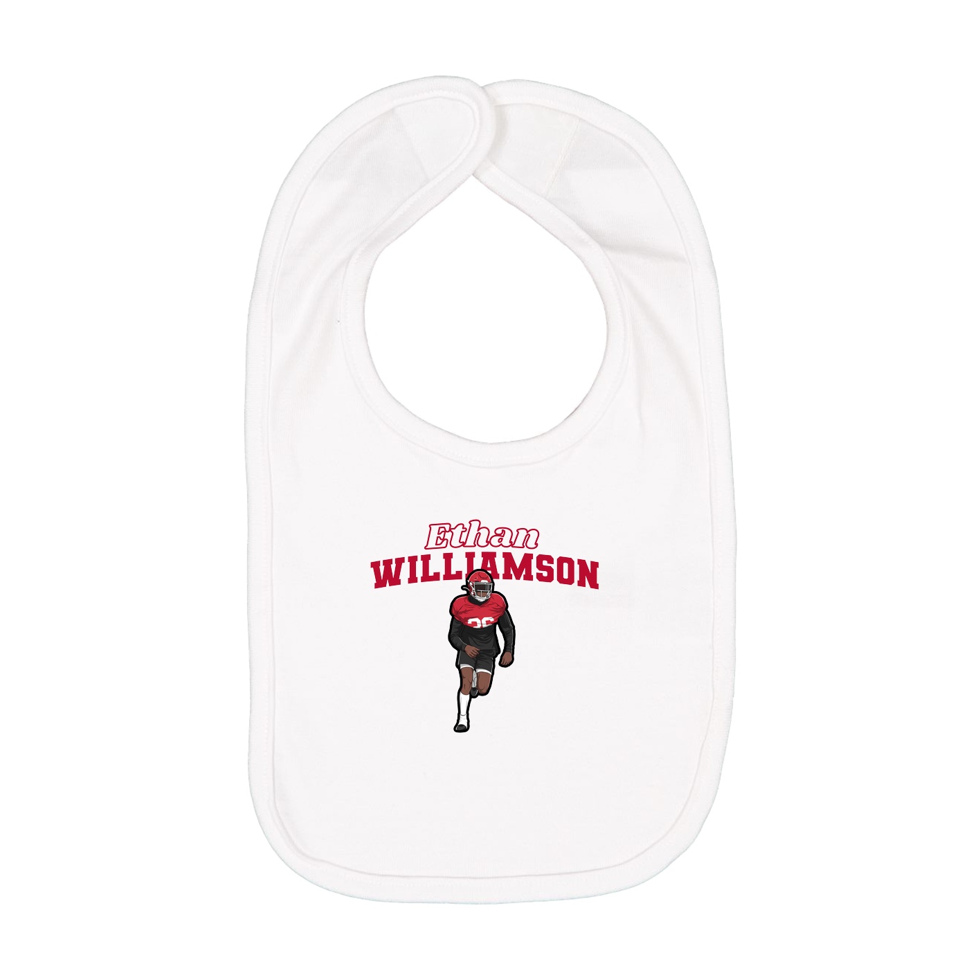 Infant Bib — Name Arch in White