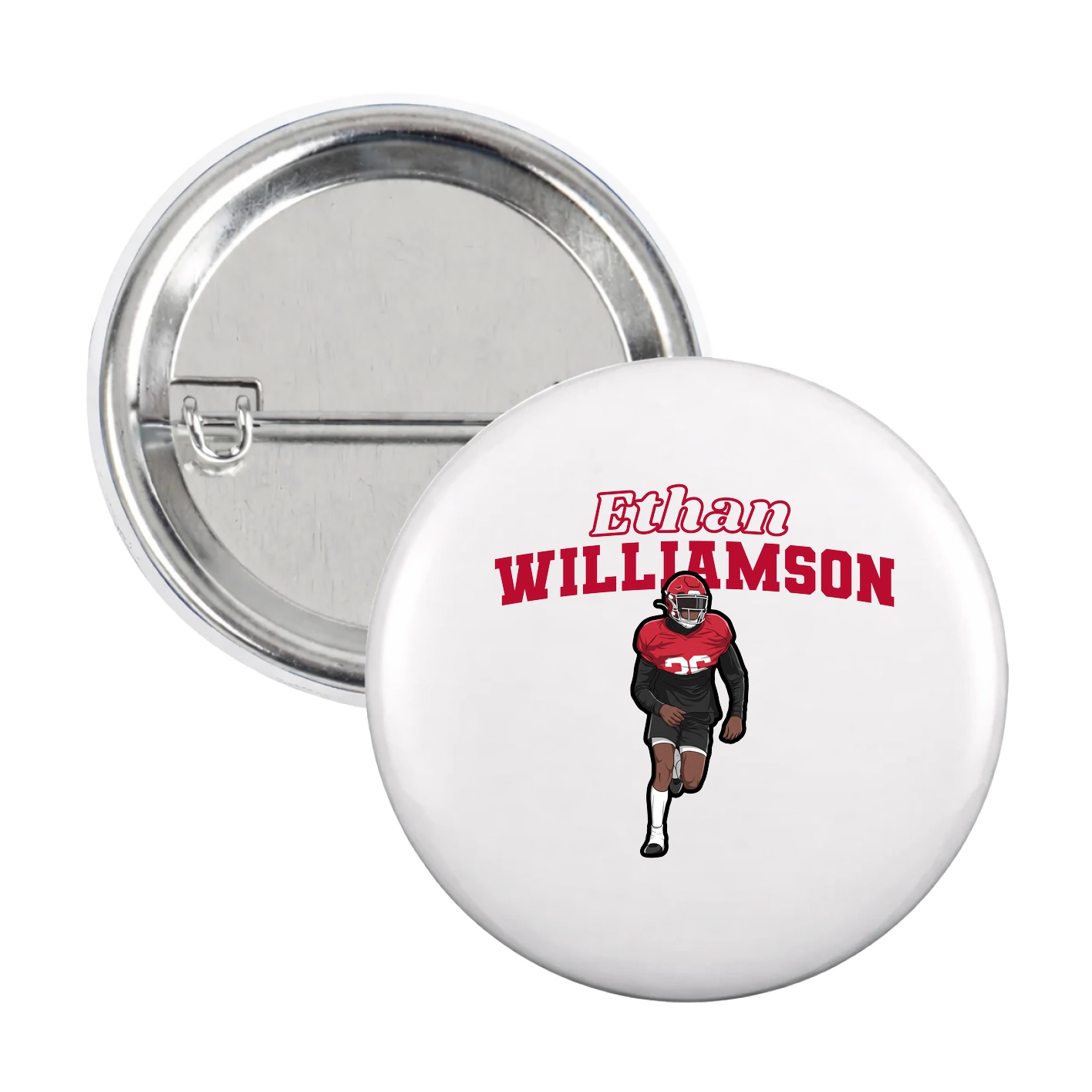 Game Day Button — Name Arch in White