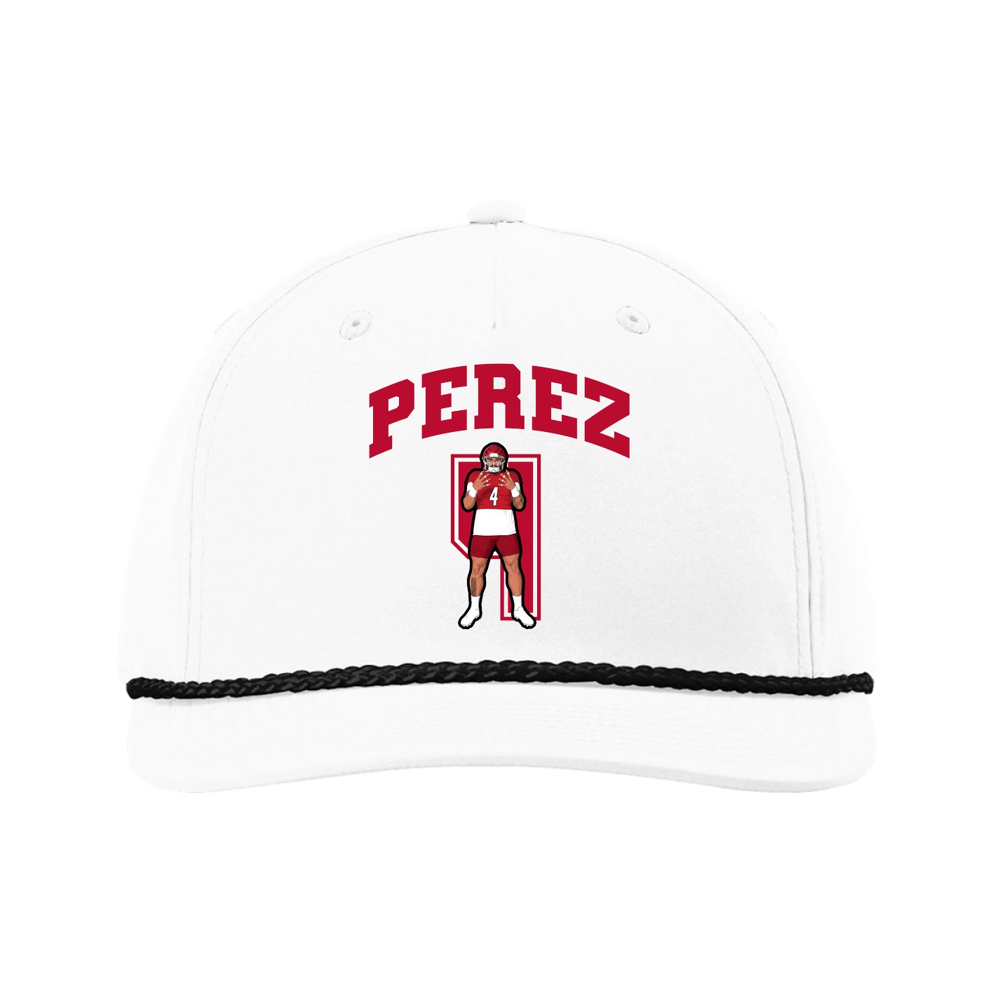 Five-Panel Classic Rope Cap — Number in White
